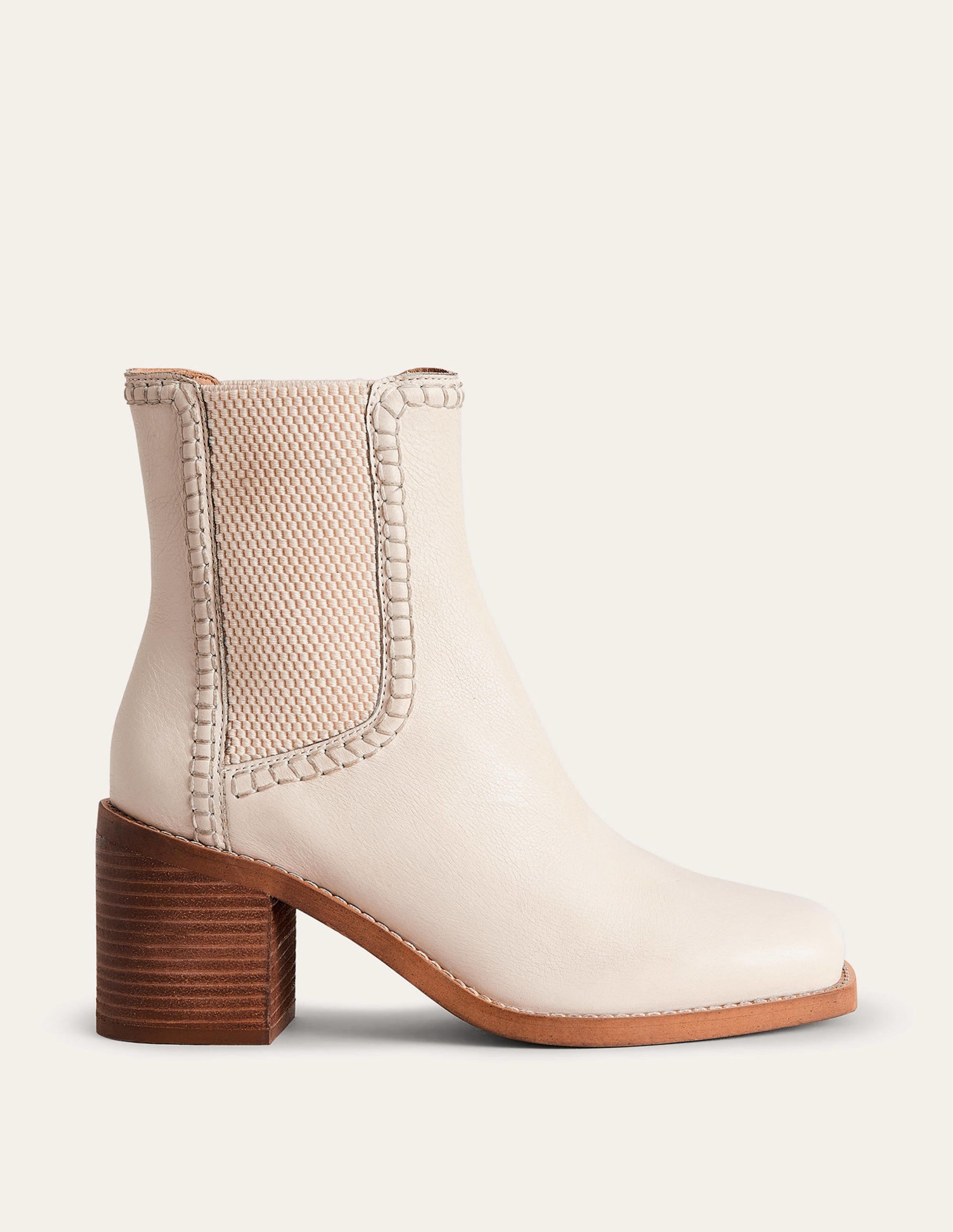 Block-Heel Chelsea Boots-Ecru Tumbled Leather - Image 2