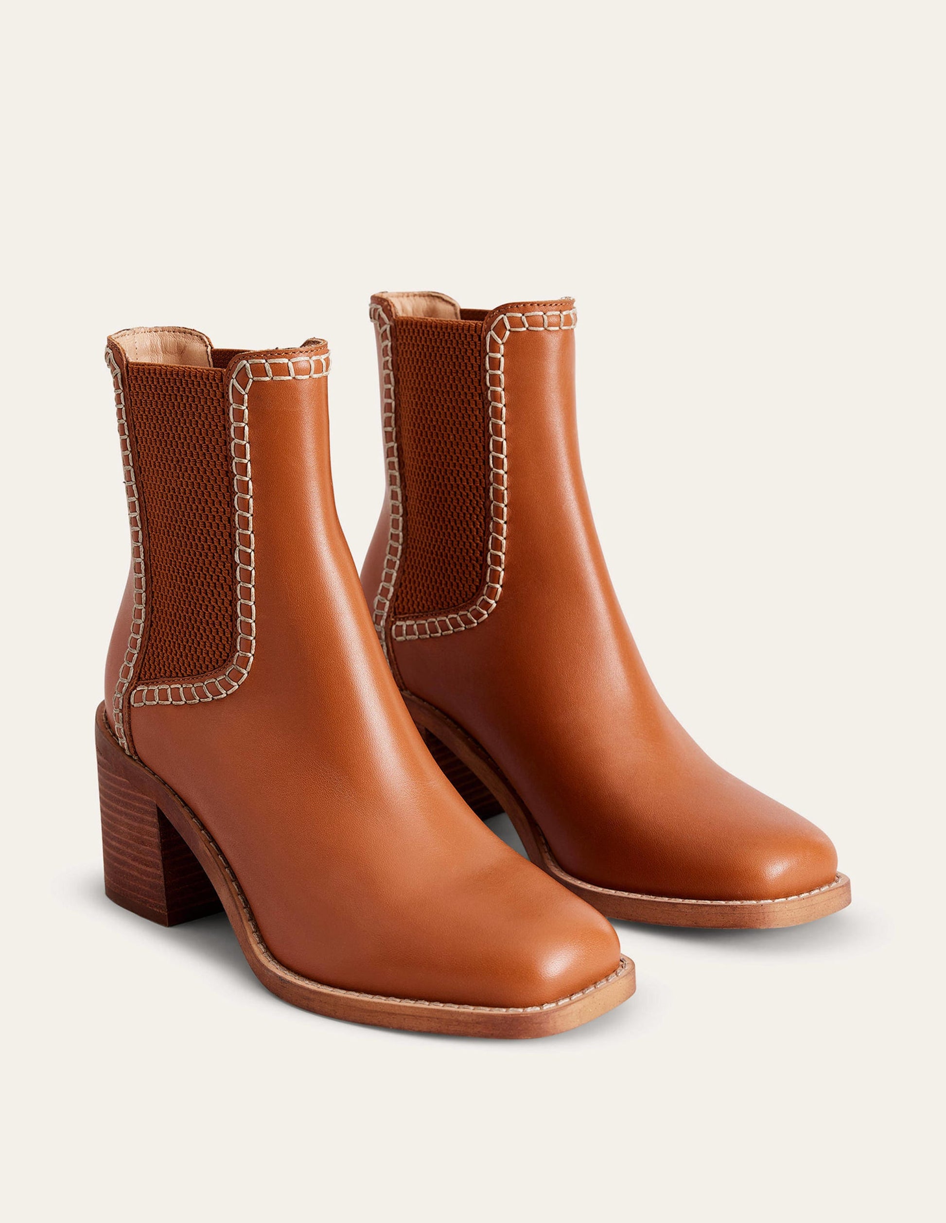 Block-Heel Chelsea Boots-Honey-3