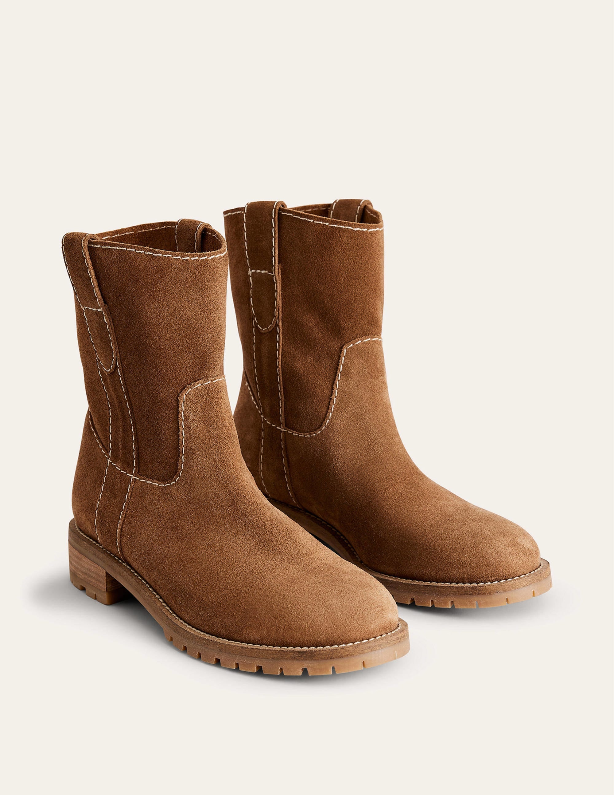 Western Suede Ankle Boots-Tan Suede - Image 4