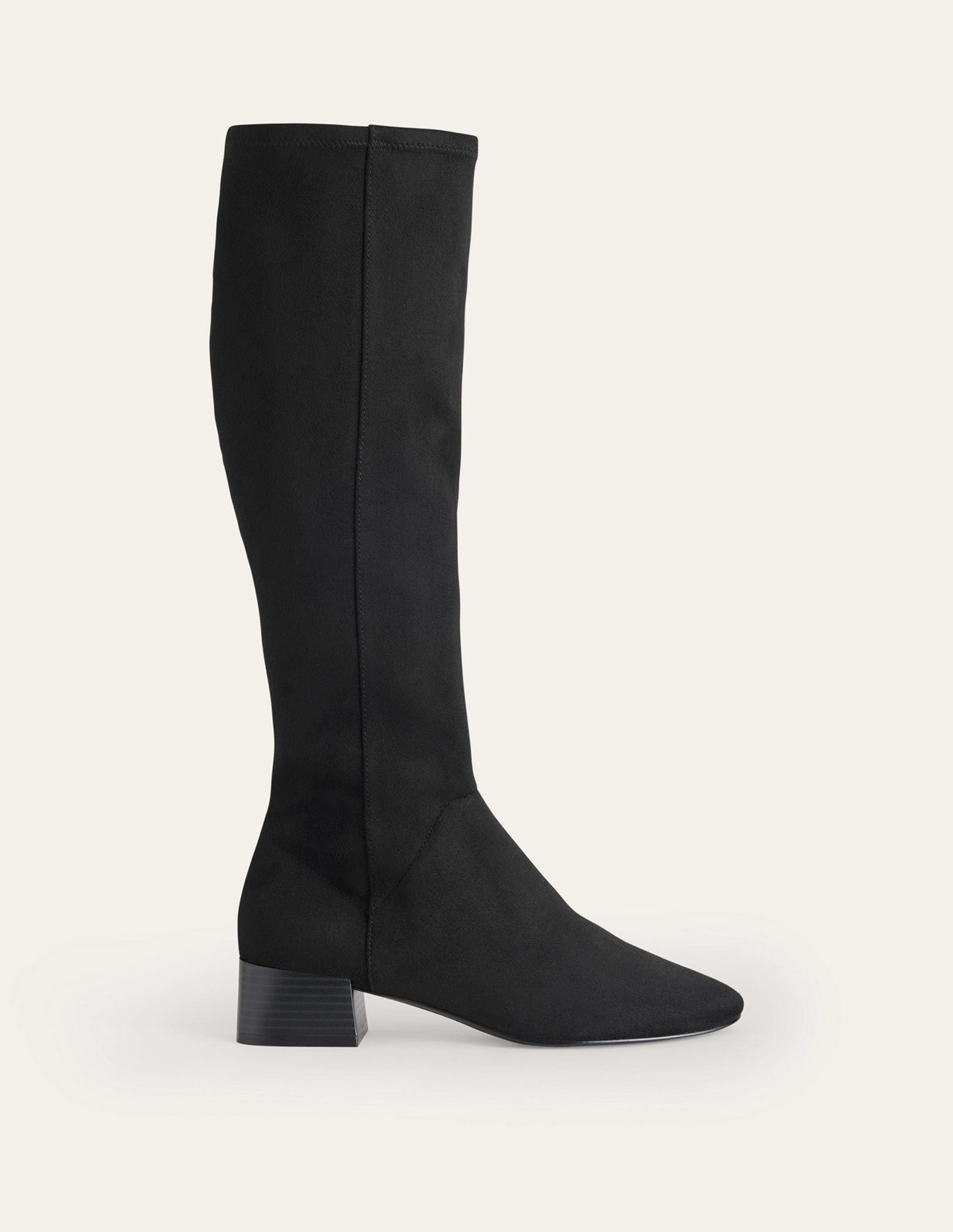 Cara Flat Stretch Knee Boots-Black-2