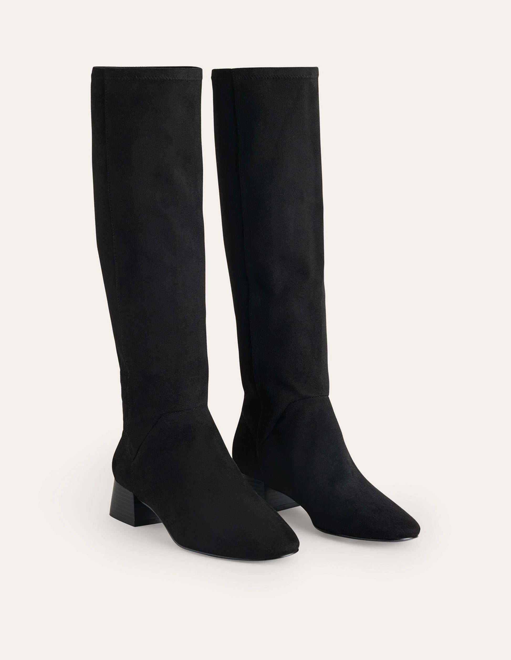 Cara Flat Stretch Knee Boots-Black-3