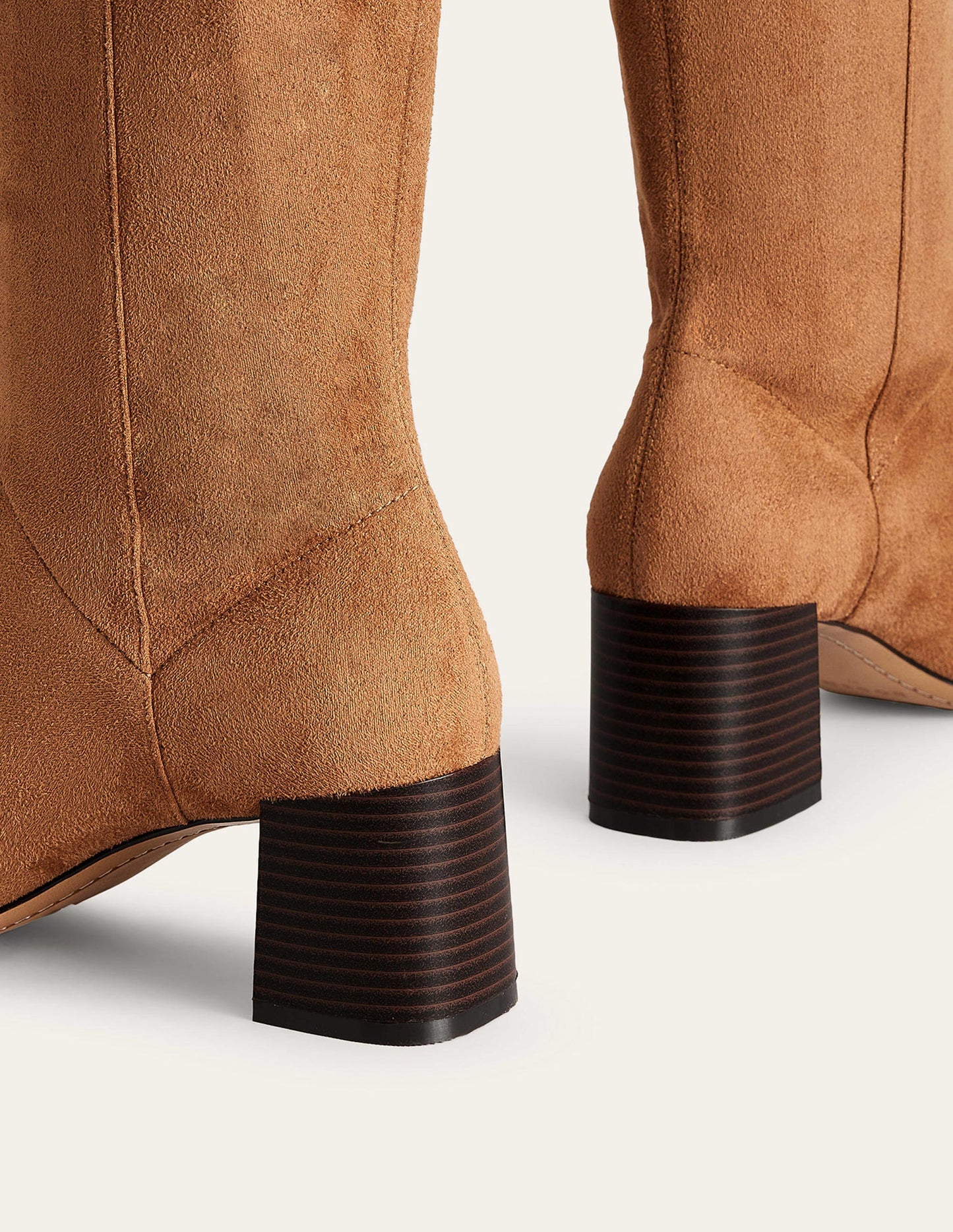 Cara Heeled Stretch Knee Boots-Acorn