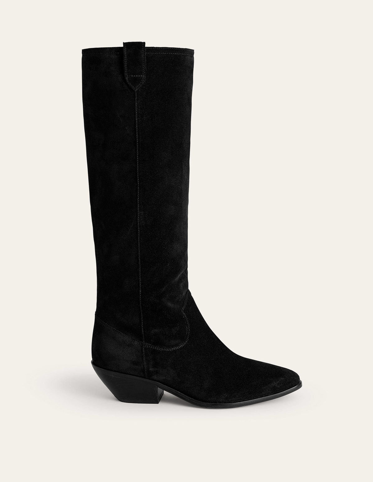 Western Knee High Boots-Black Suede-2
