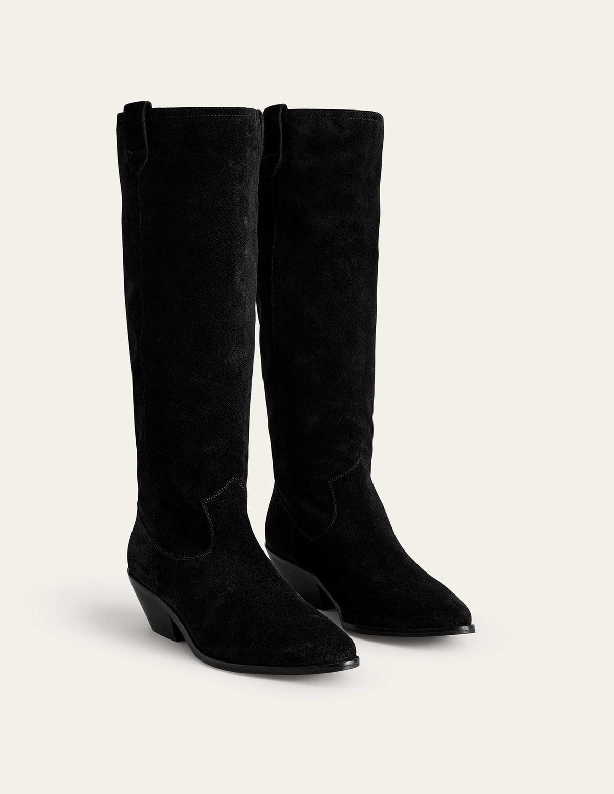 Western Knee High Boots-Black Suede - Image 3