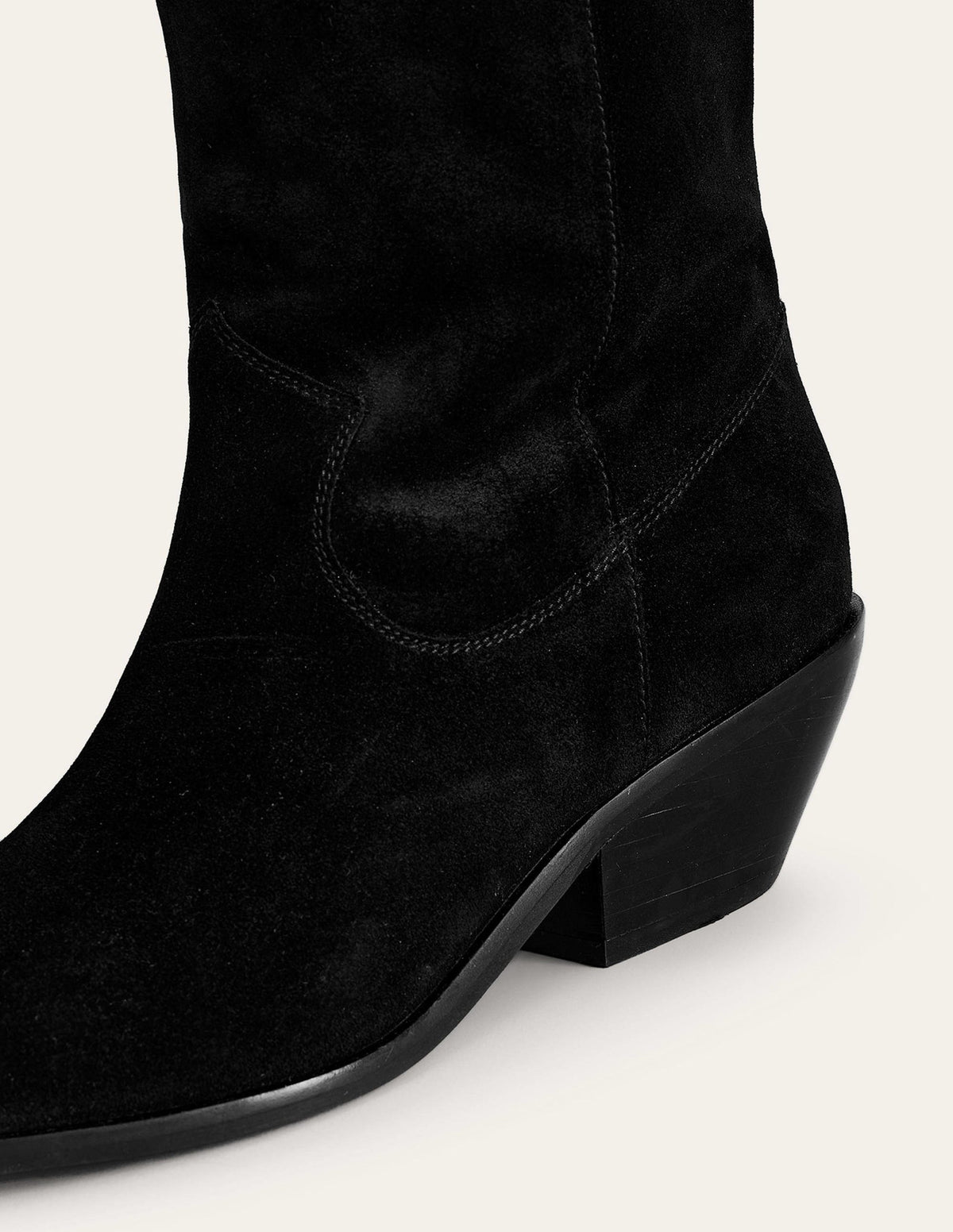 Western Knee High Boots-Black Suede-4