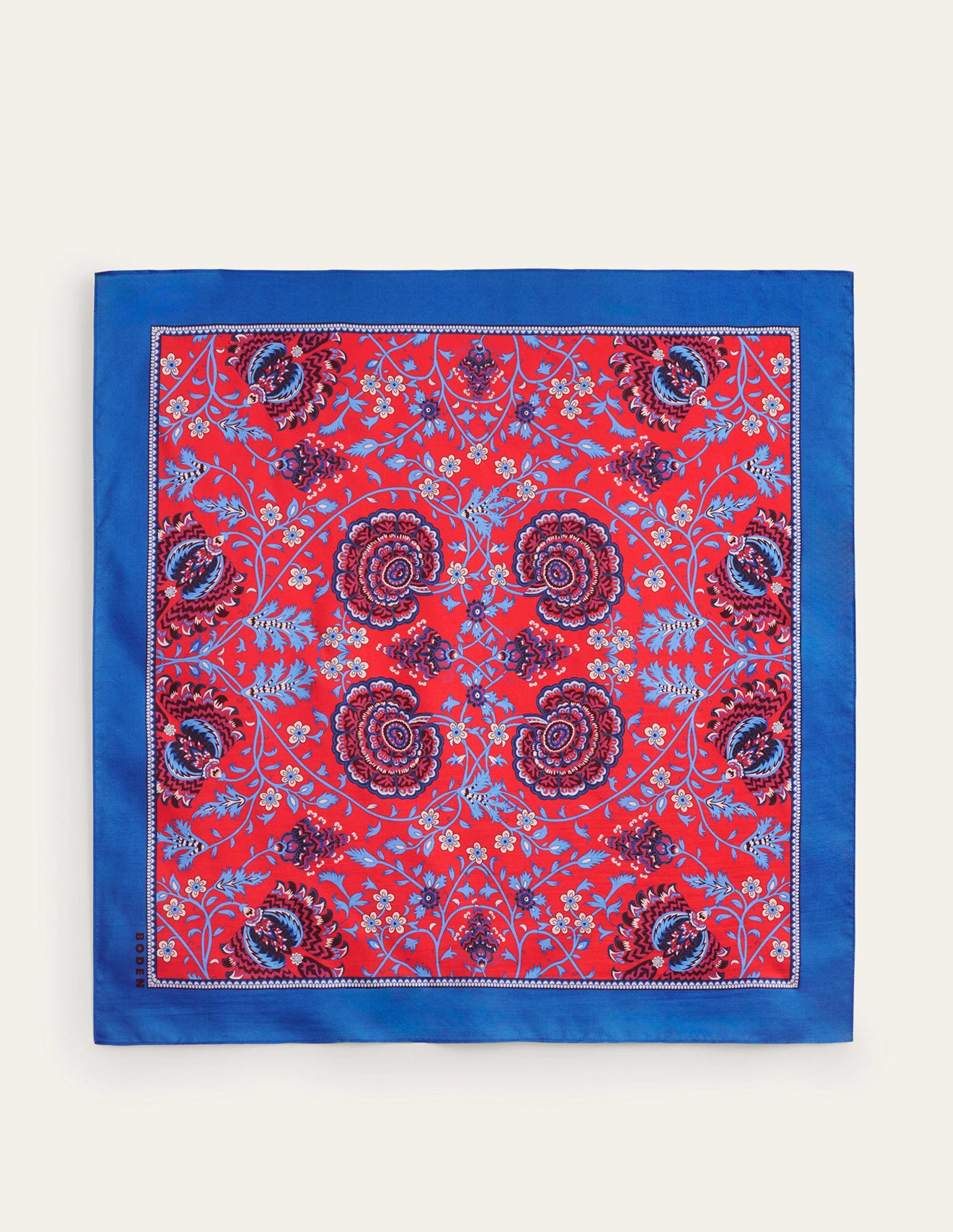Elisabeth Silk Square Scarf-Hot Pepper, Gardenia Grove - Image 5