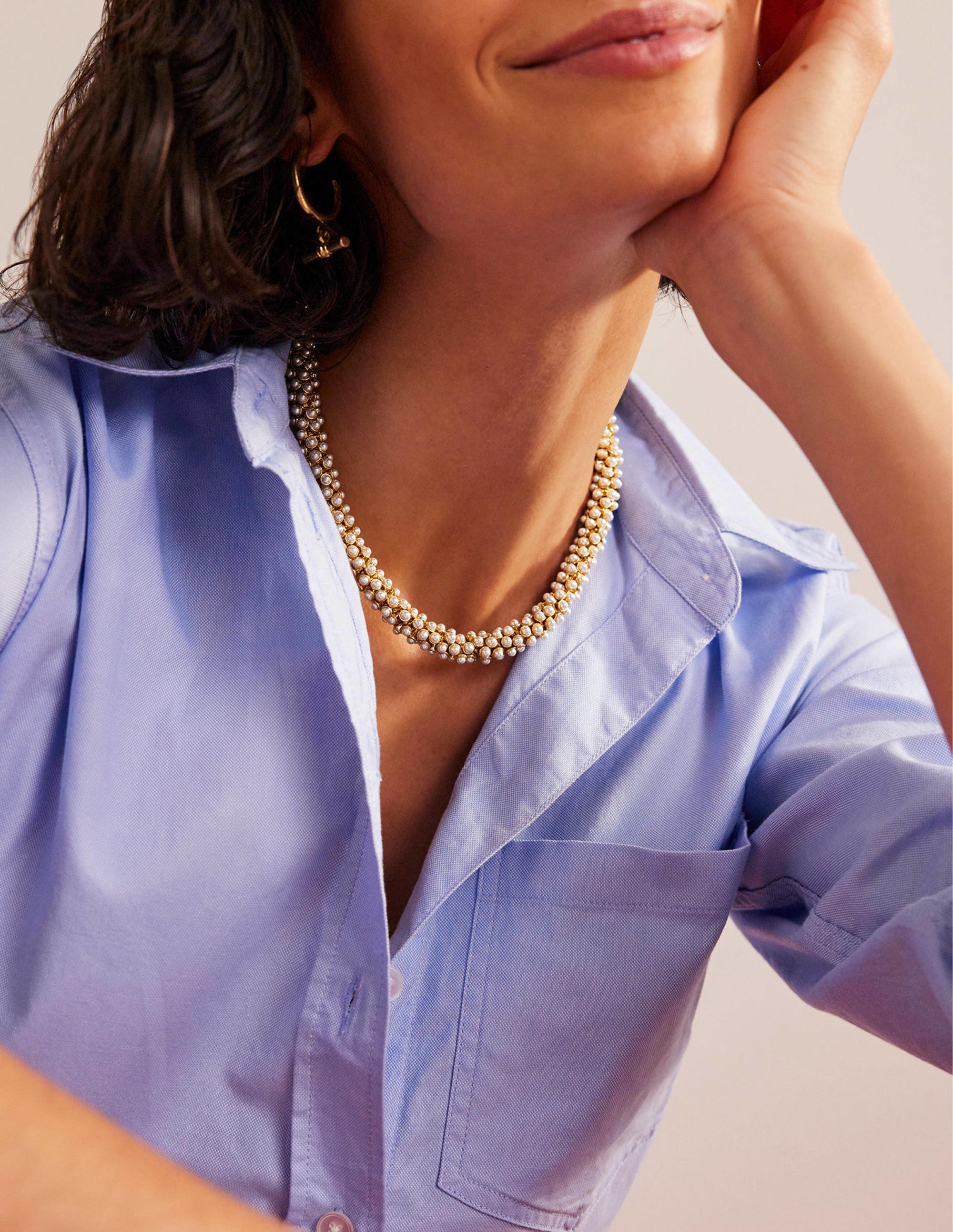 Cluster Pearl Necklace-Gold - Image 1