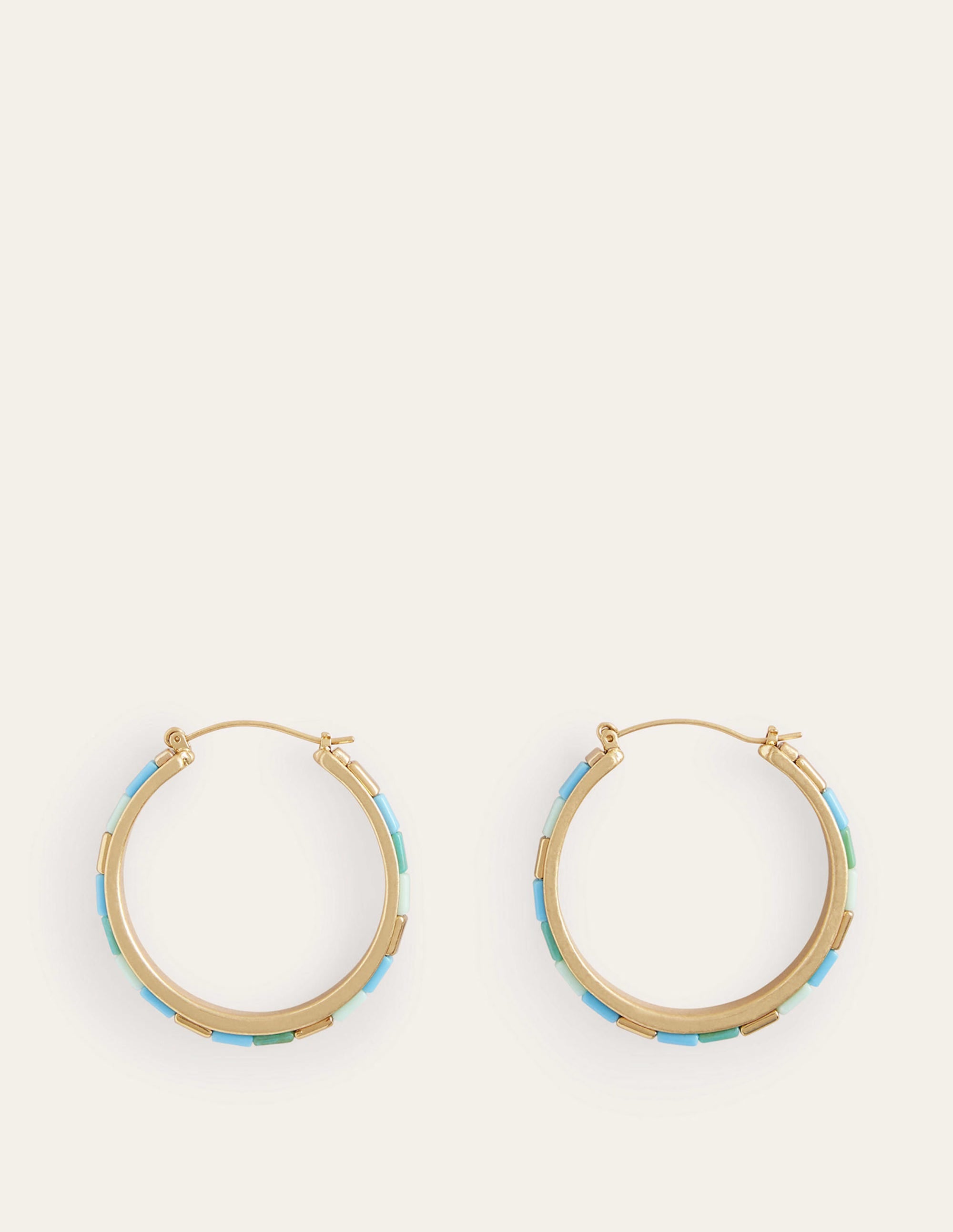Beaded Hoop Earrings-Green - Image 2