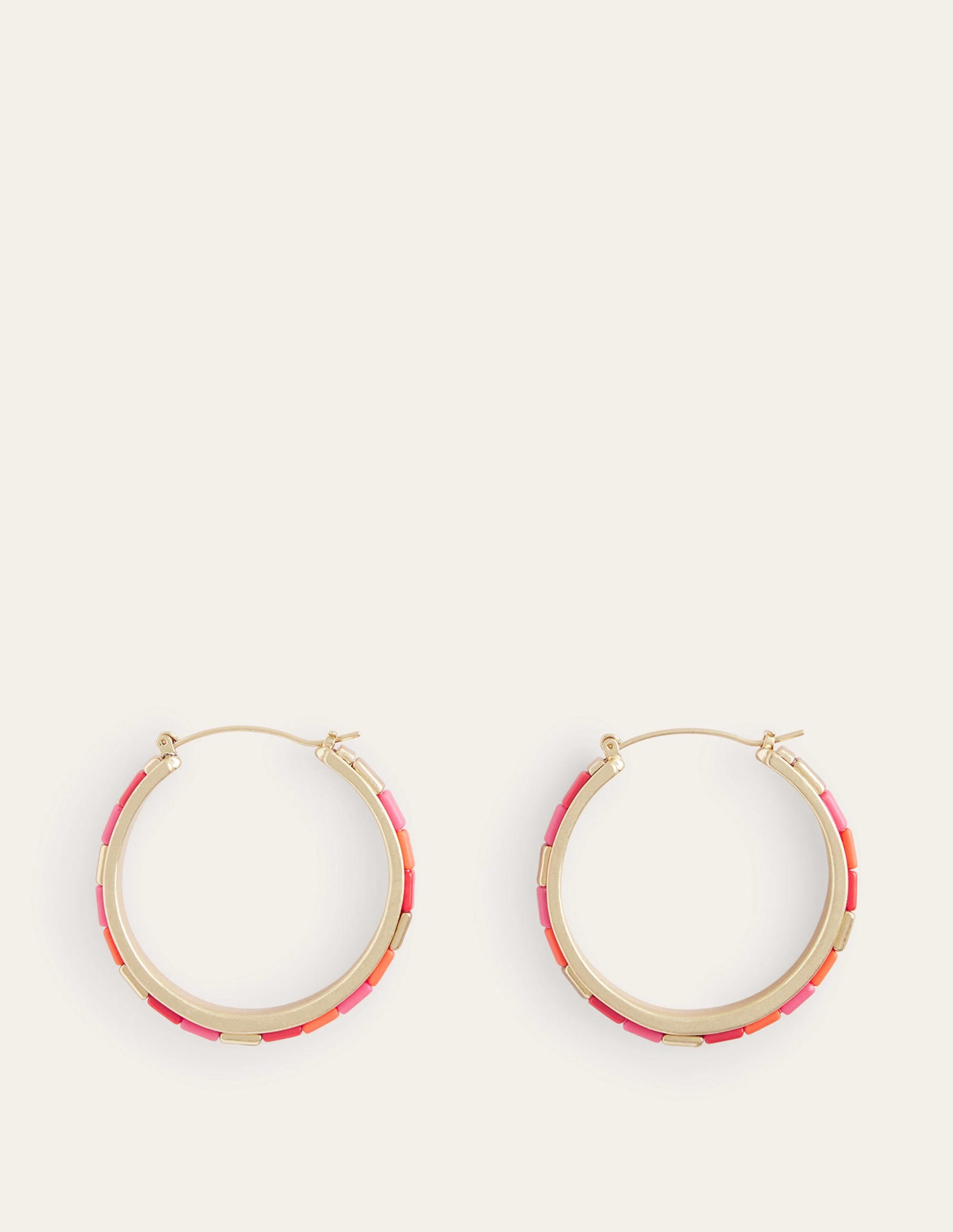 Beaded Hoop Earrings-Pink - Image 2