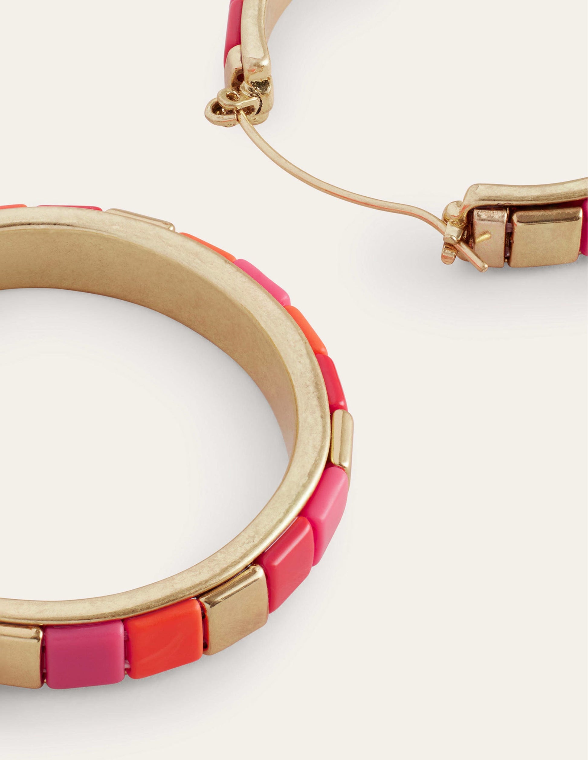 Beaded Hoop Earrings-Pink-3