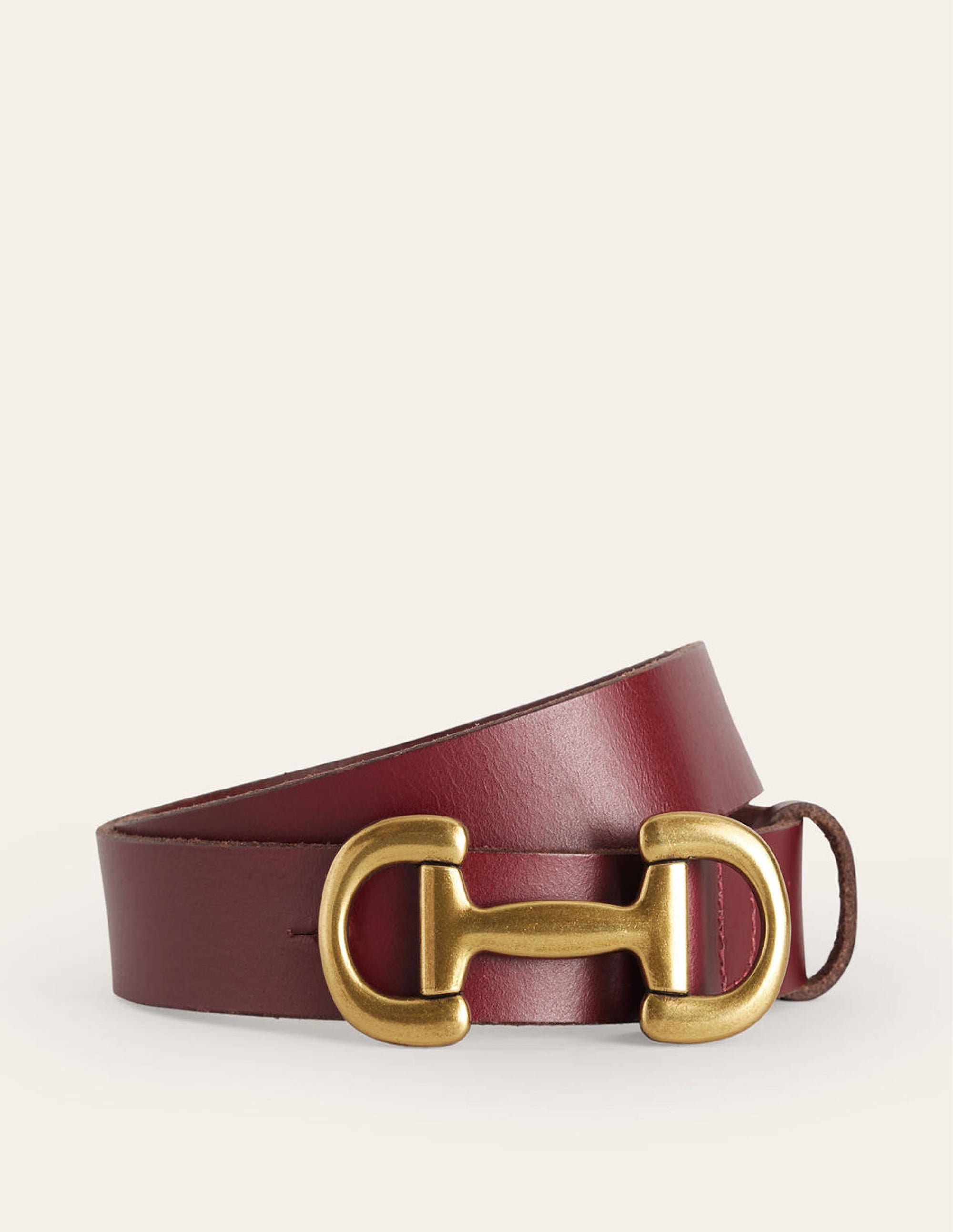 Iris Snaffle-Trim Leather Belt-Dark Red - Image 2