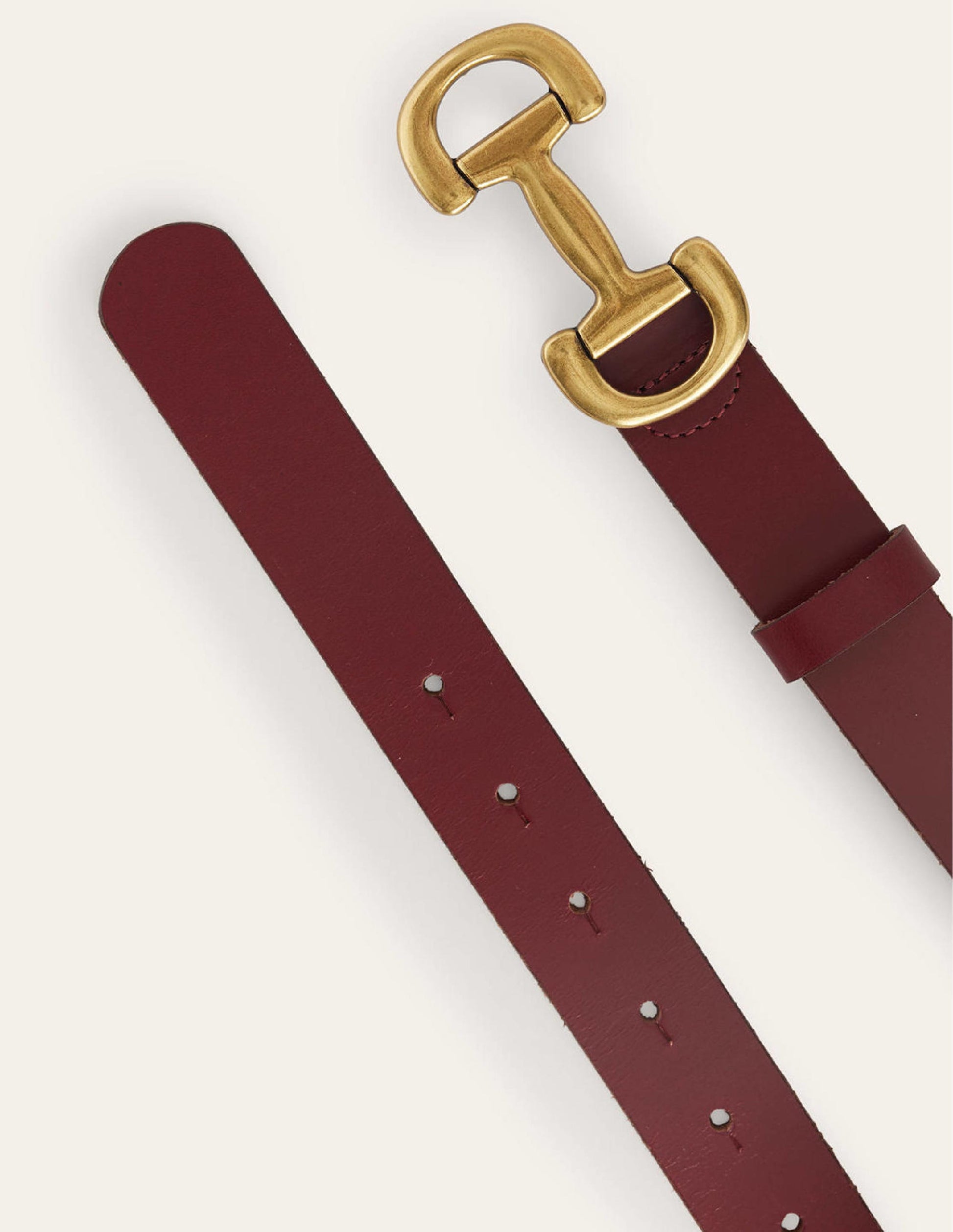 Iris Snaffle-Trim Leather Belt-Dark Red-3