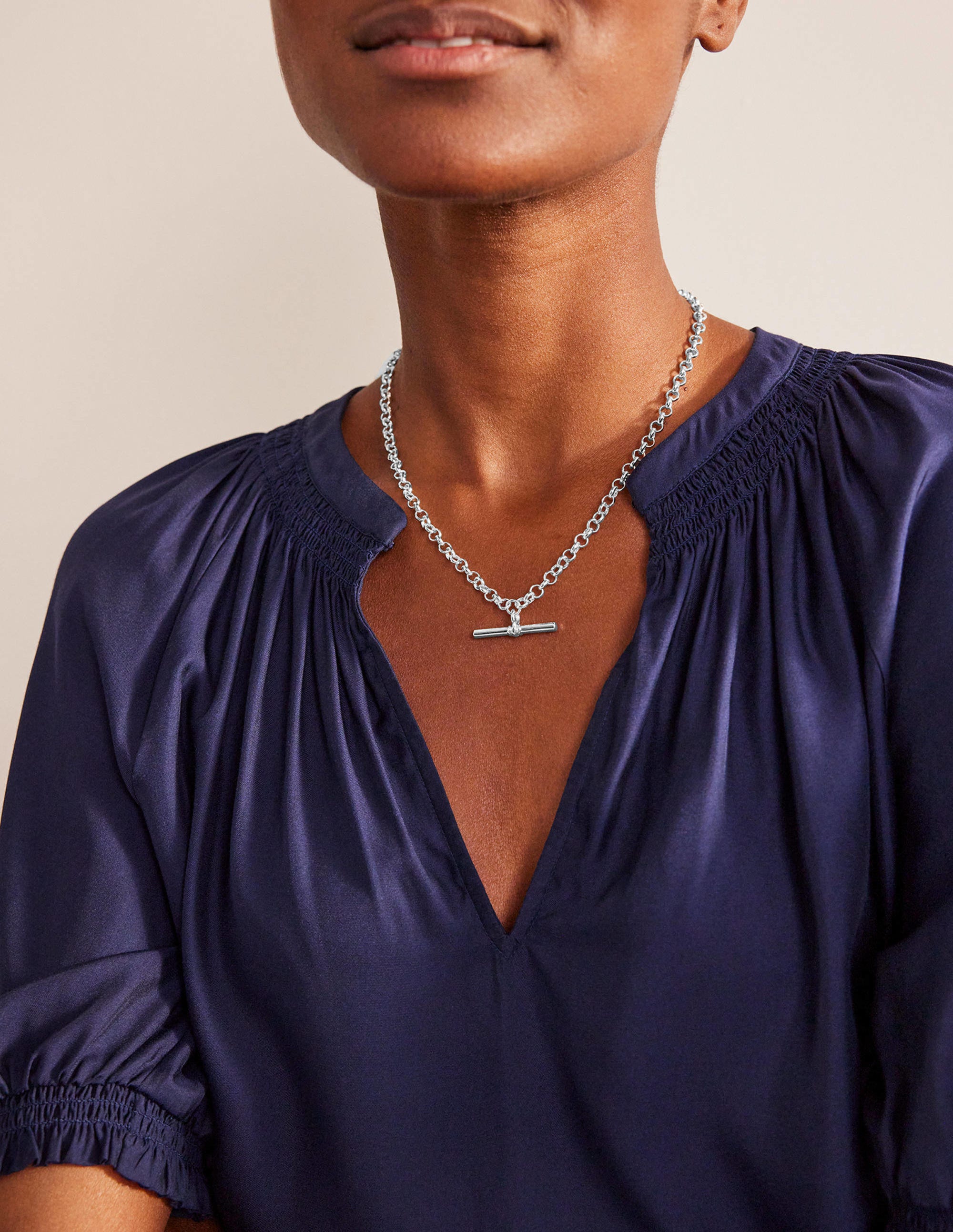 T-bar Chain Necklace-Silver - Image 1