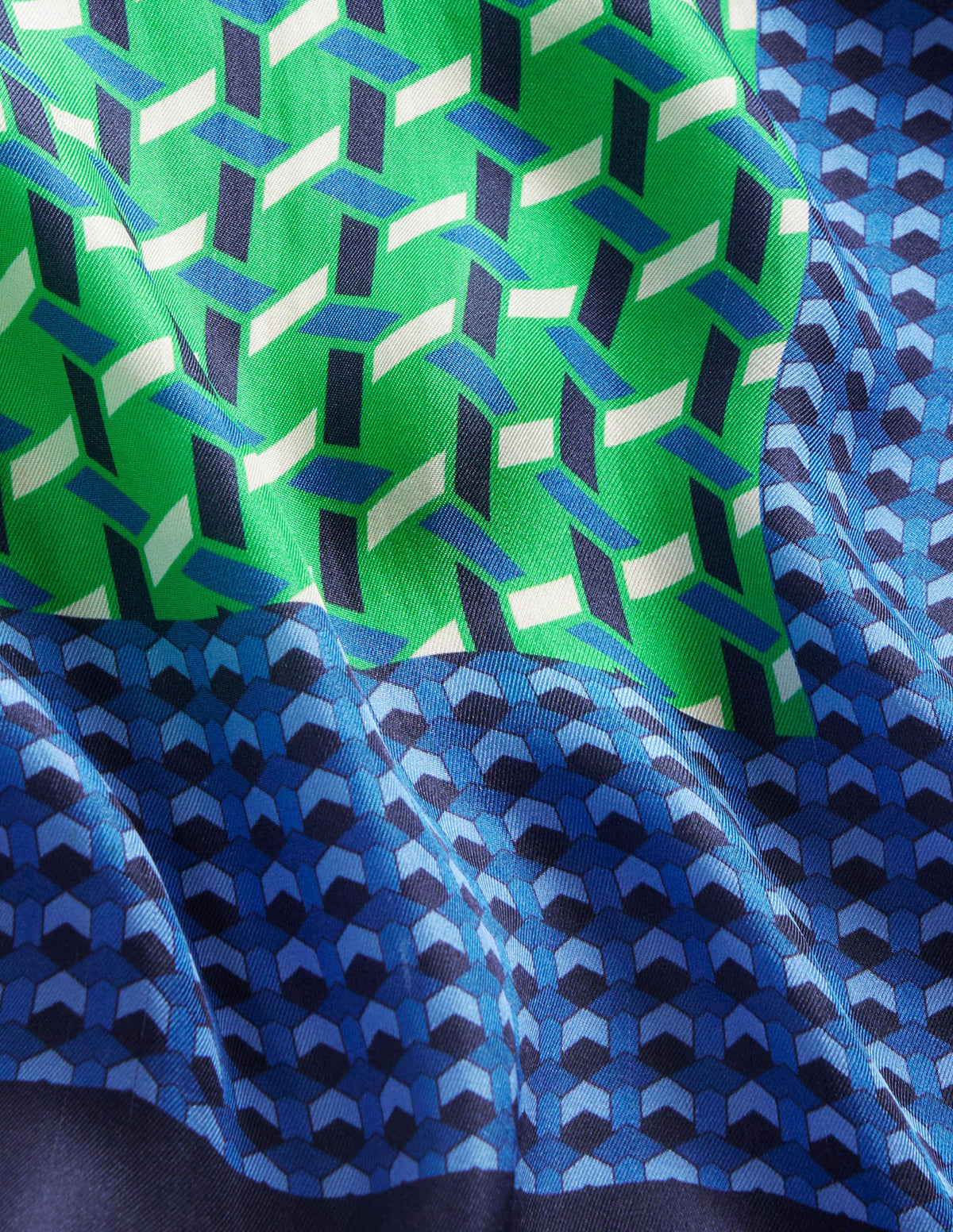 Large Square Silk Scarf-Bright Green, Geo Daze-3