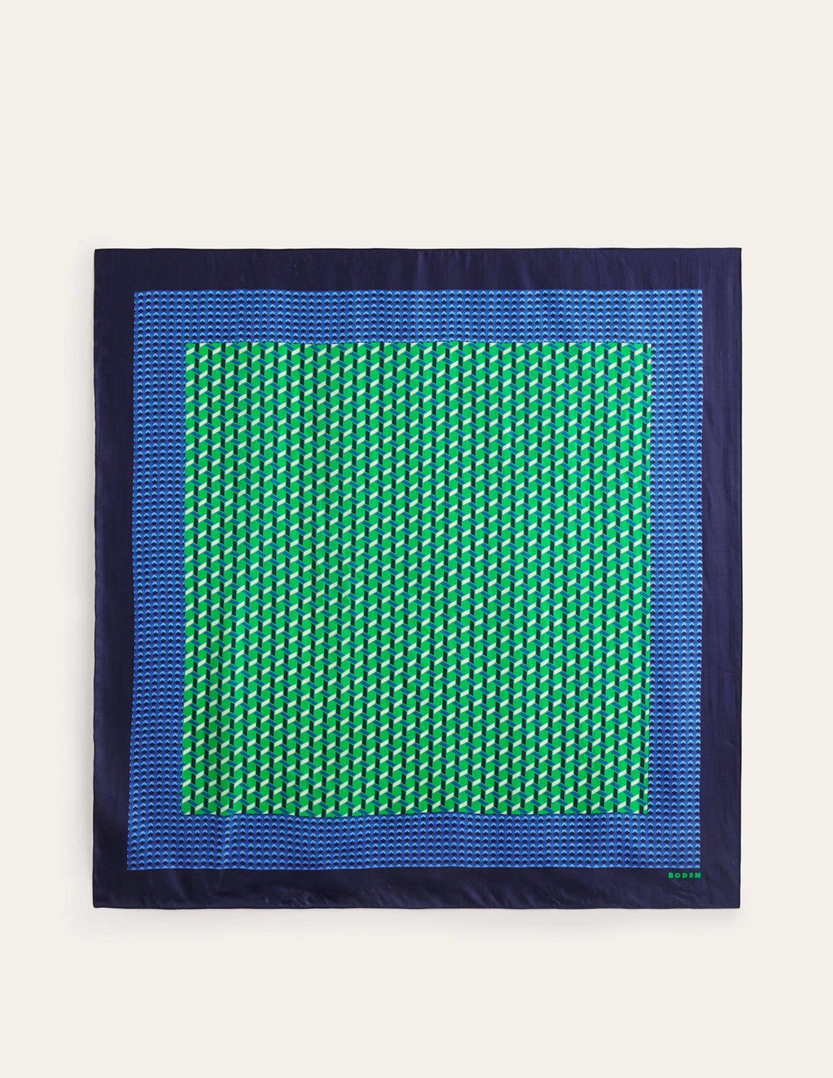 Large Square Silk Scarf-Bright Green, Geo Daze - Image 4