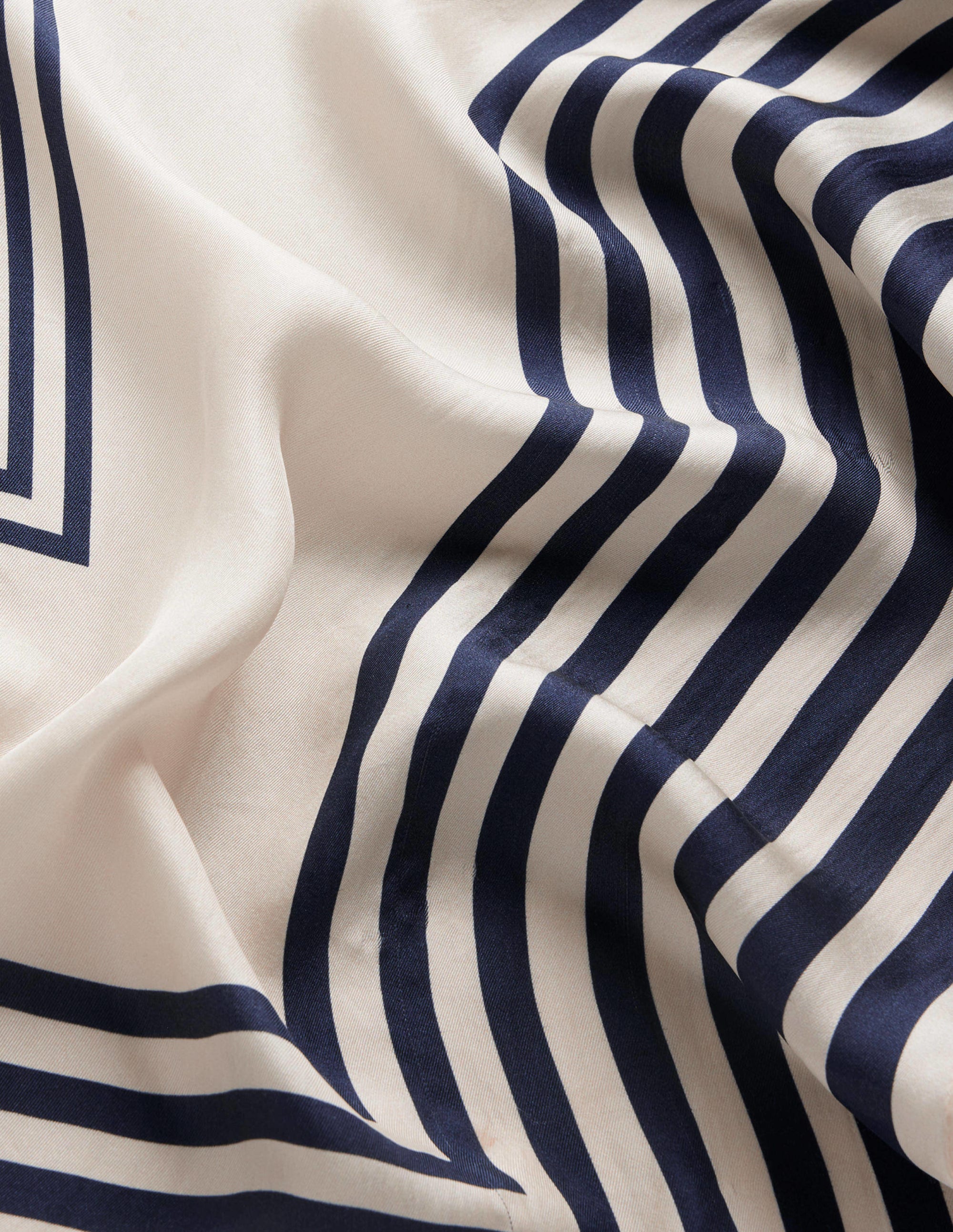 Large Square Silk Scarf-Ivory, Square Stripe - Image 4