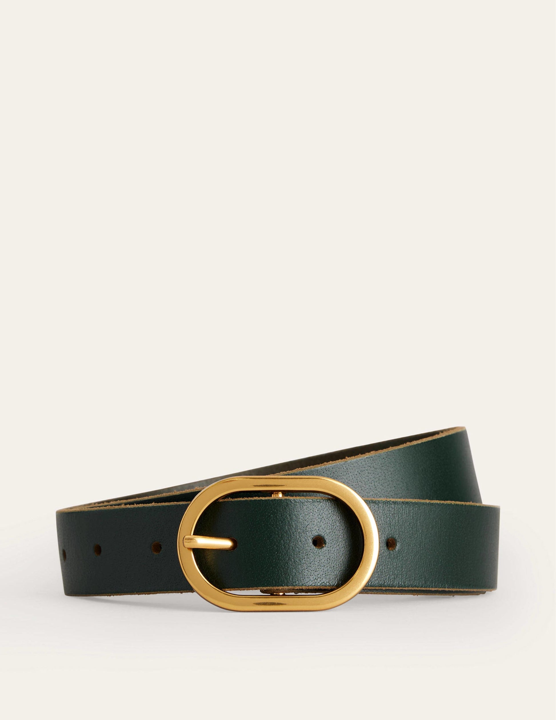Classic Leather Belt-Dark Green-2