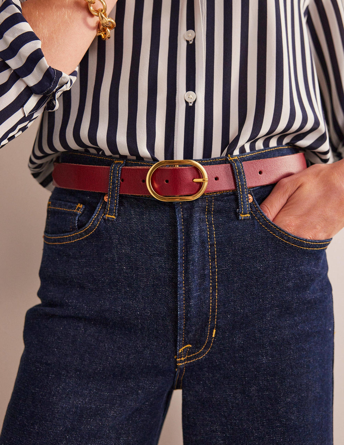 Classic Leather Belt-Dark Red - Image 1
