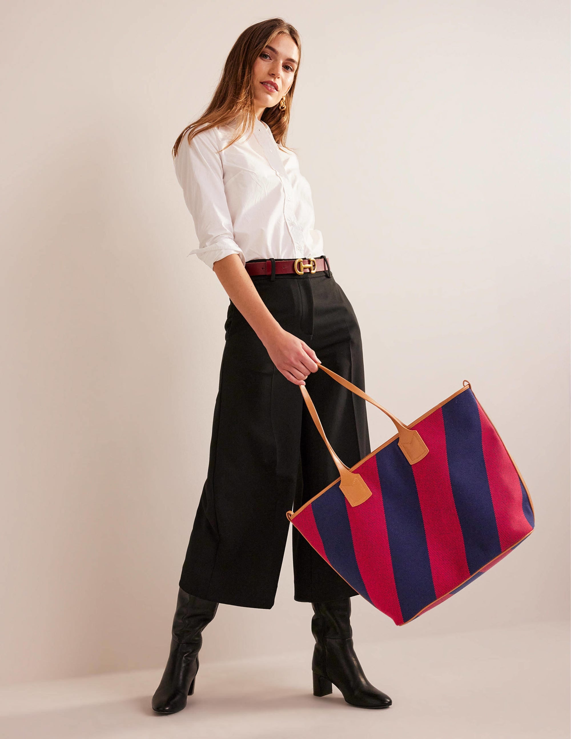 Trapeze Tote Bag-Red Navy Stripe - Image 2
