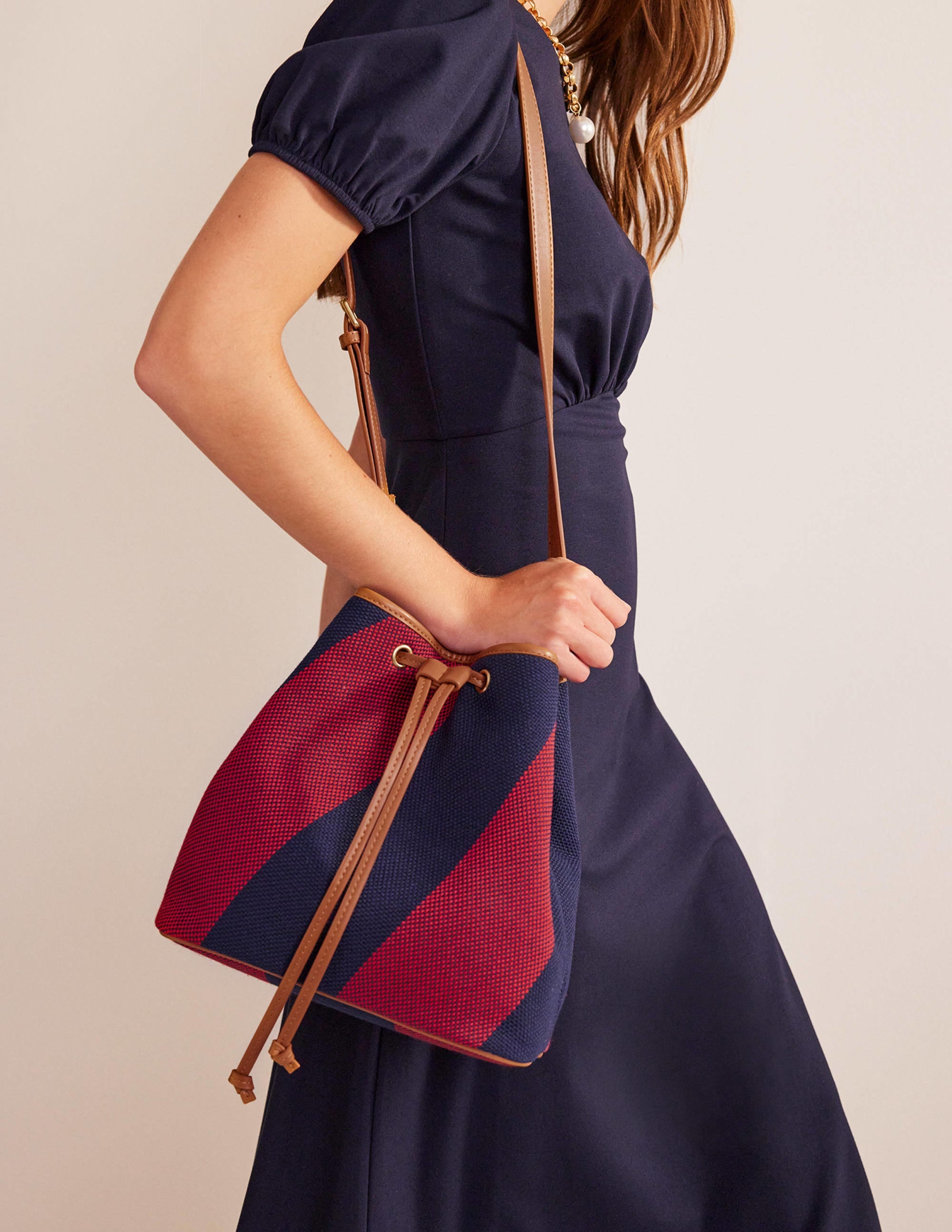 Bucket Bag-Red Navy Stripe - Image 1
