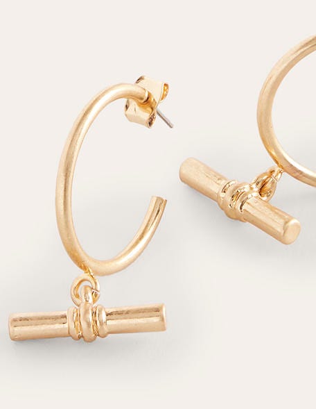 T-bar Hoop Earrings-Gold-4