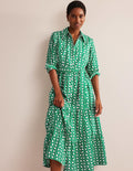 Flo Cotton Midi Shirt Dress-Bright Emerald, Cube Geo