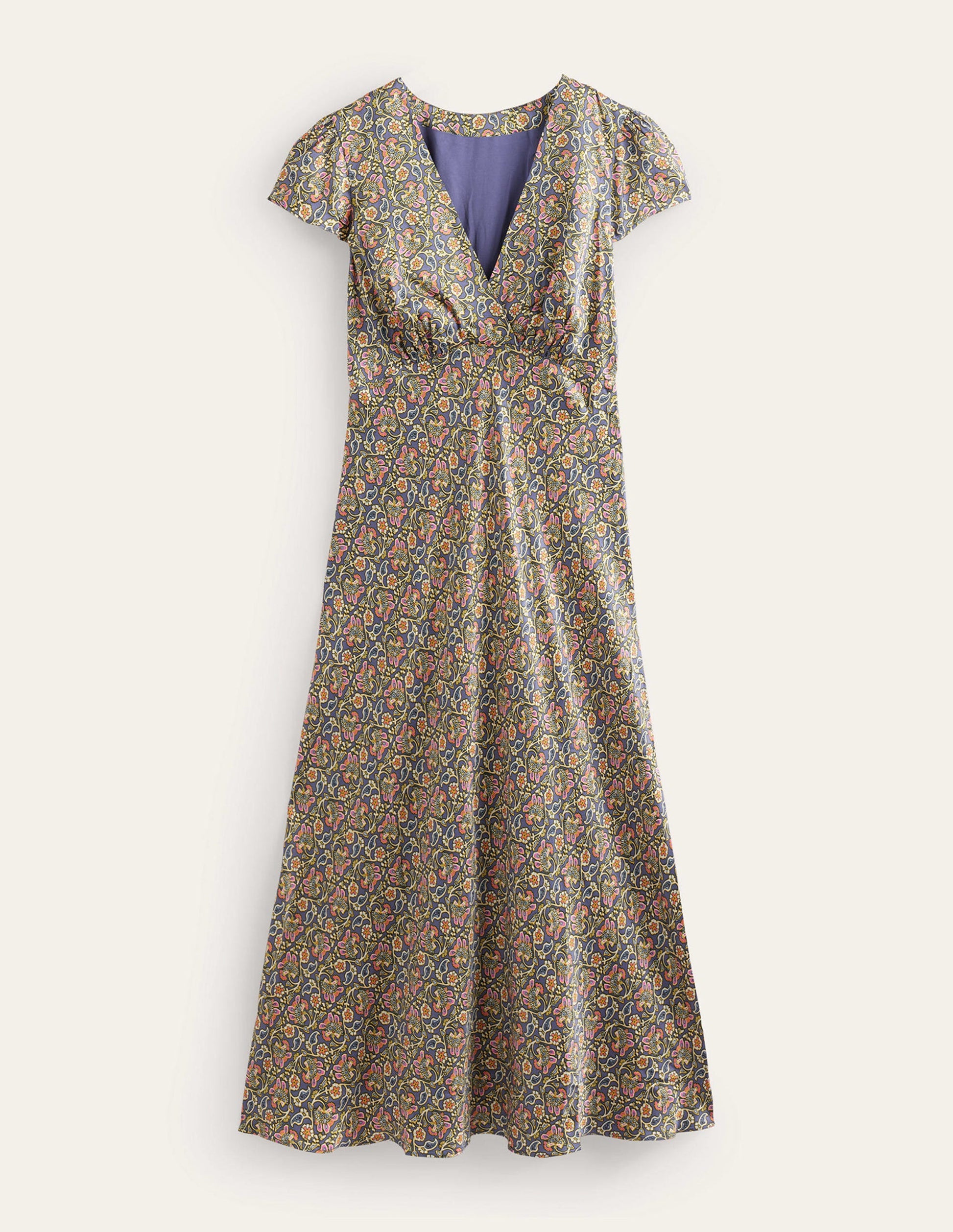 Satin Empire Midi Tea Dress-Nightshadow Blue-5
