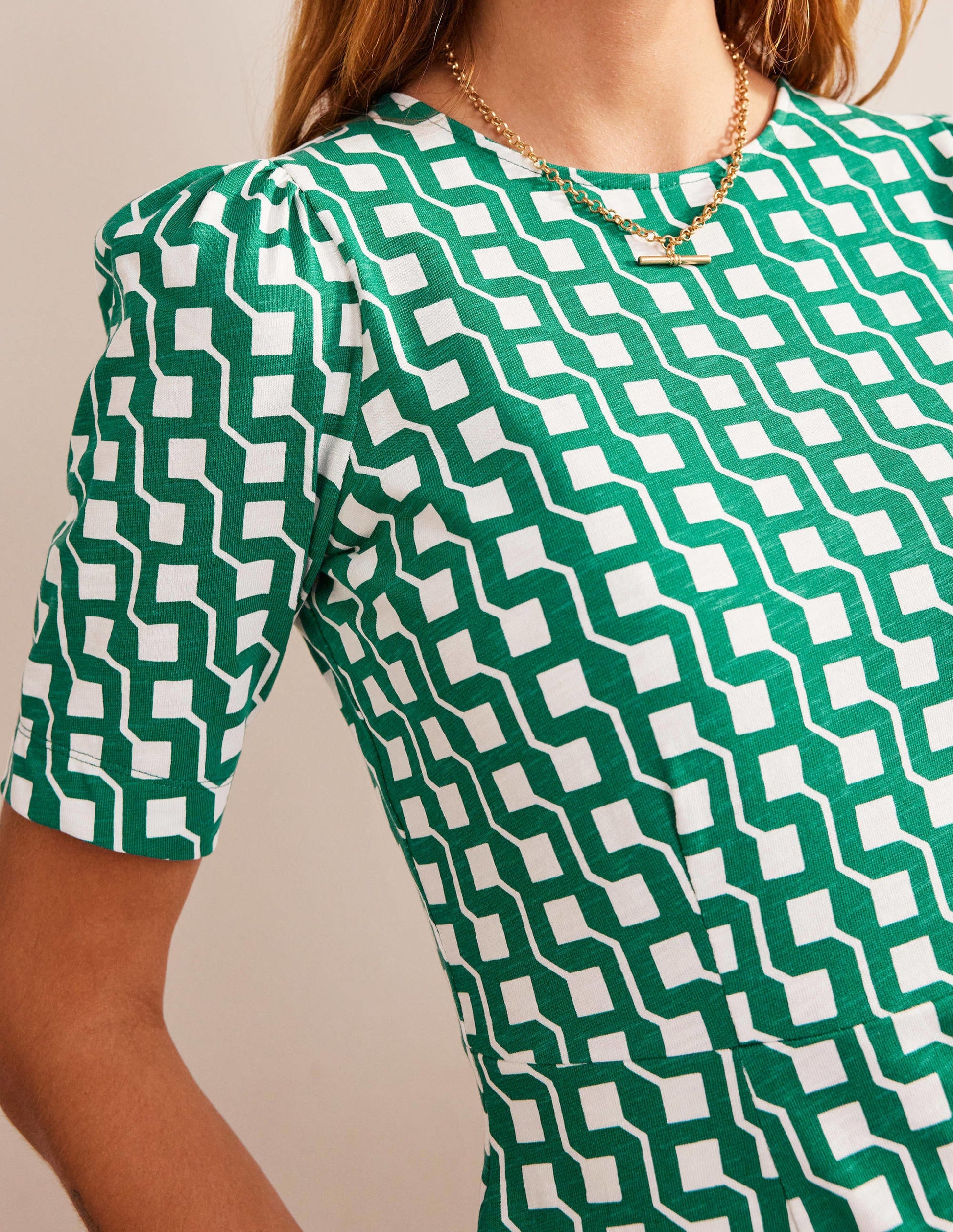 Zoe Jersey Dress-Bright Emerald, Cube Geo-2