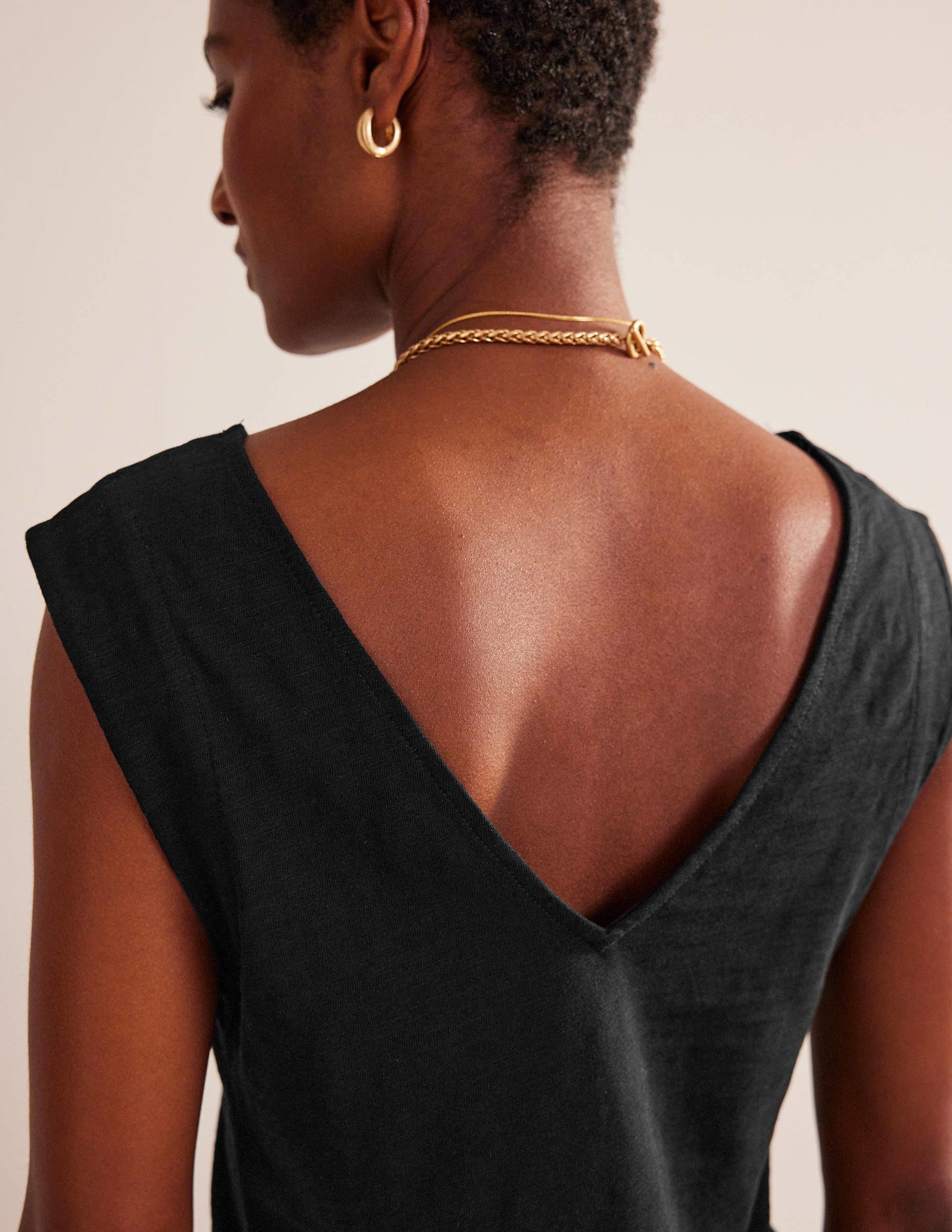 Sleeveless Jersey Shift Dress-Black-2