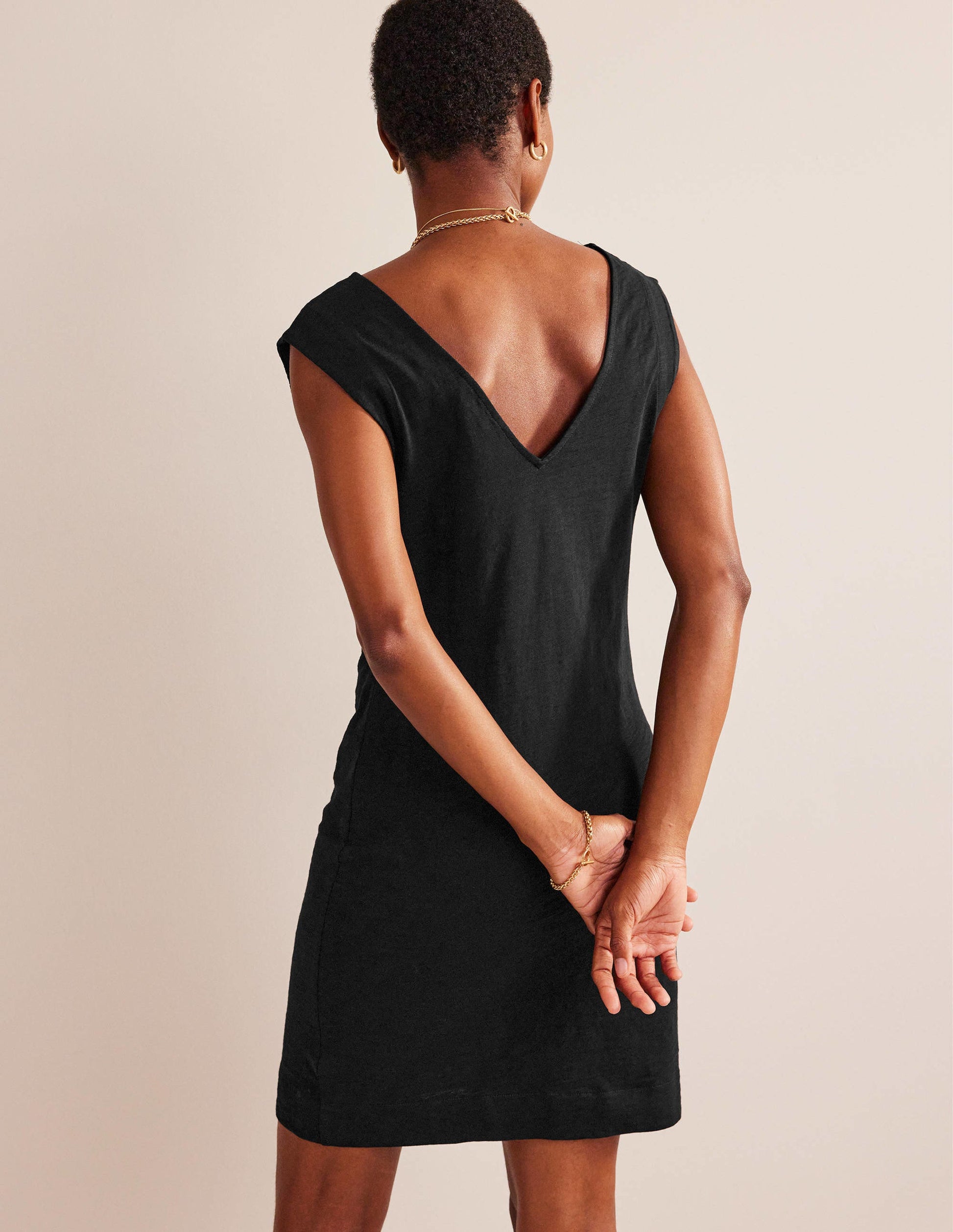 Sleeveless Jersey Shift Dress-Black-3