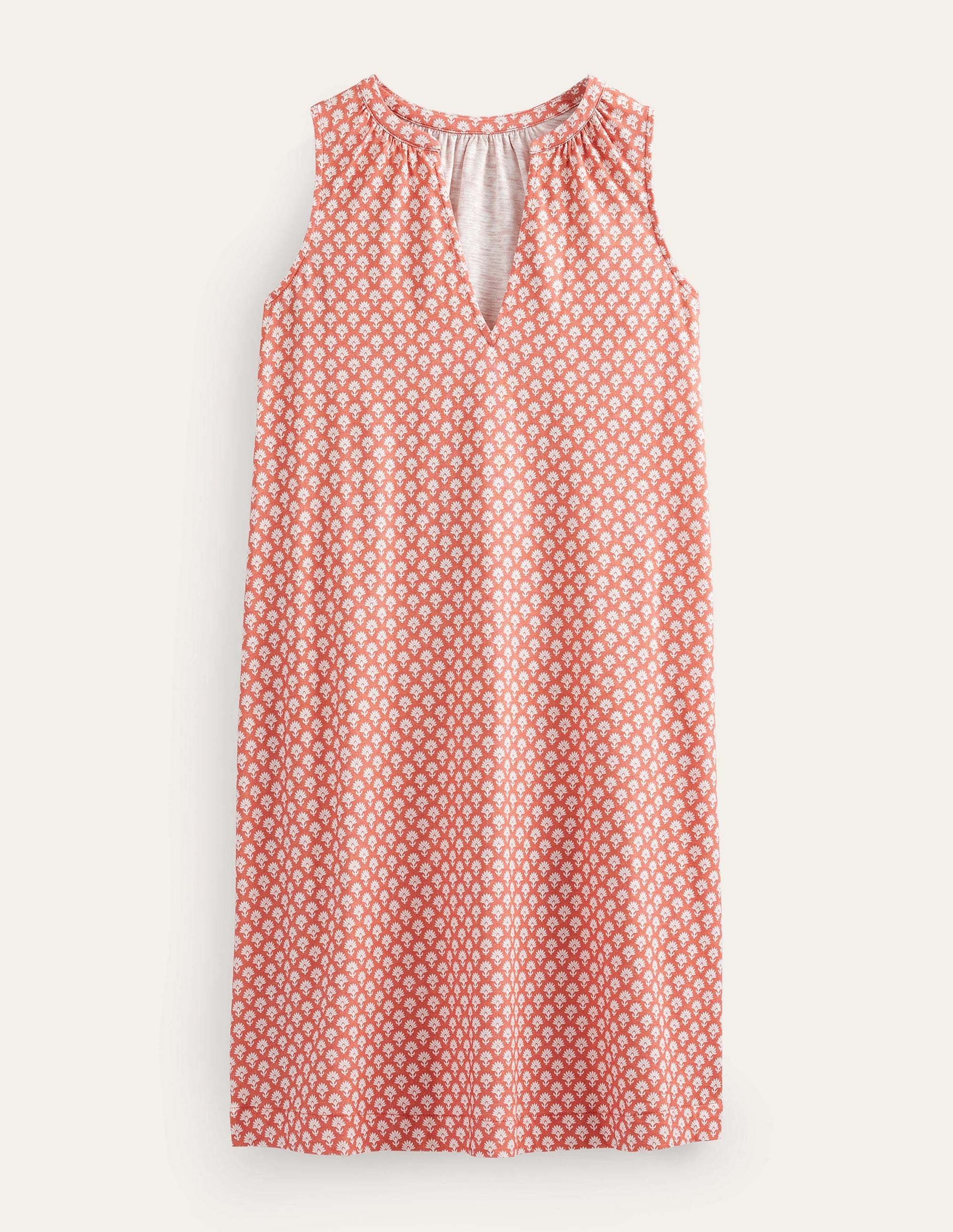 Notch-Neck Jersey Dress-Persimmon, Daisy Pome - Image 5