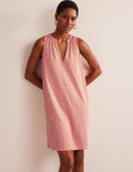 Notch-Neck Jersey Dress-Persimmon, Daisy Pome