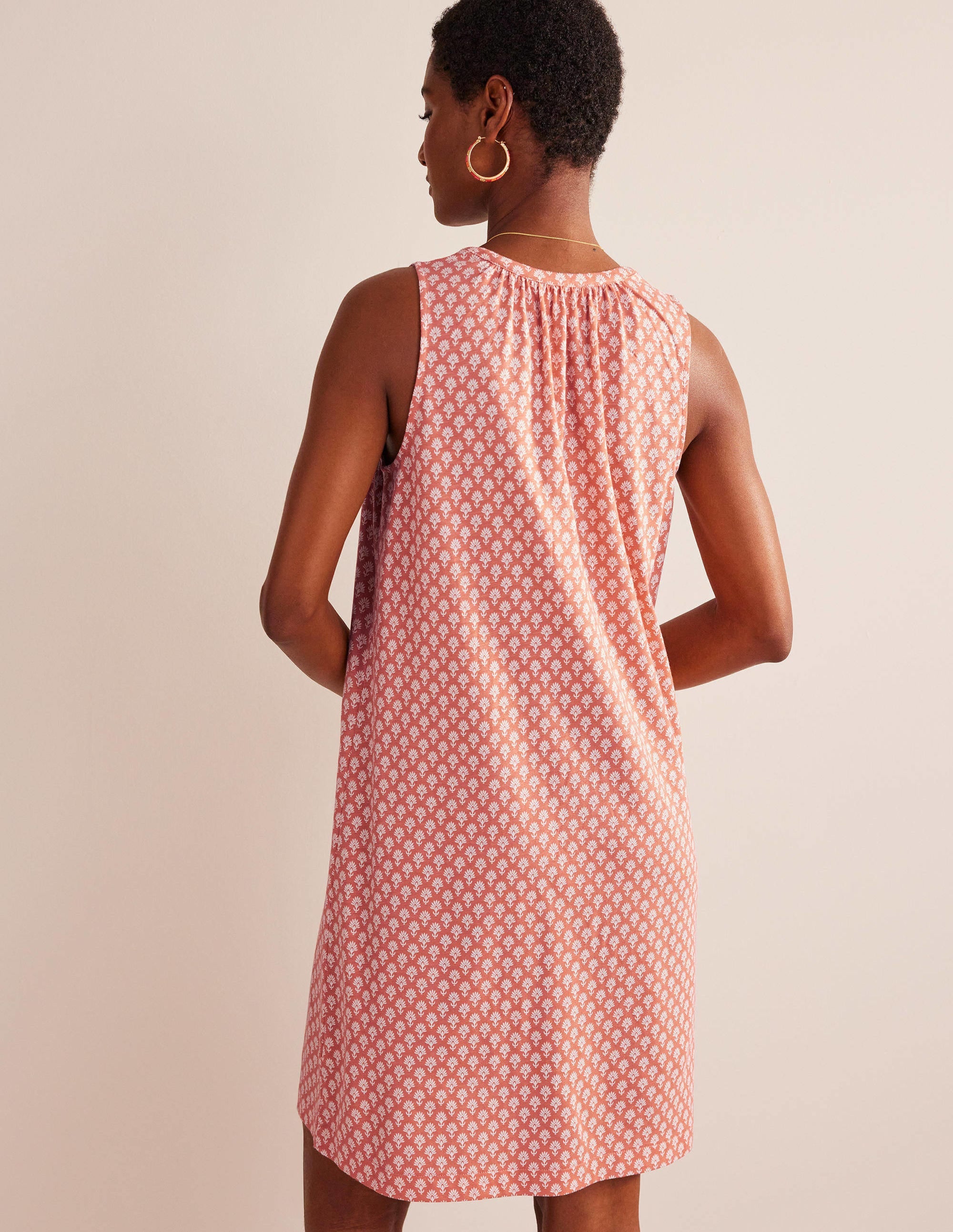 Notch-Neck Jersey Dress-Persimmon, Daisy Pome - Image 3