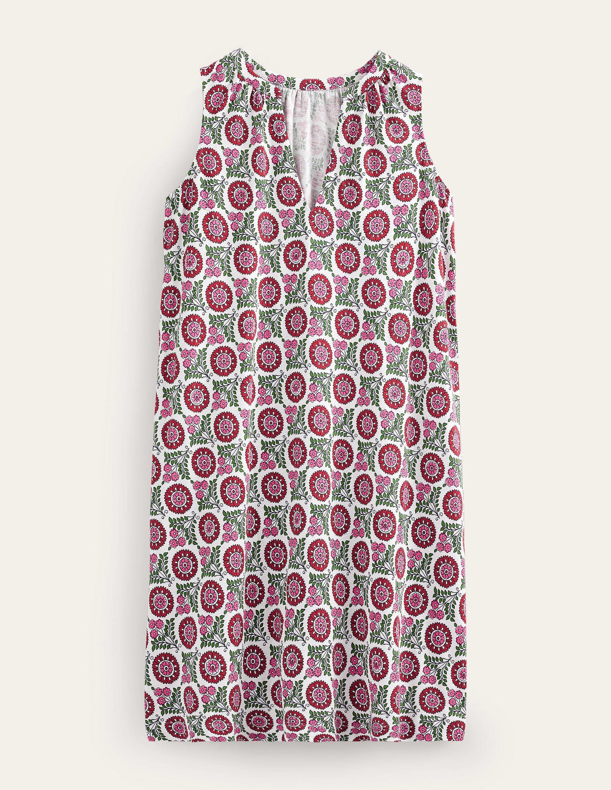 Notch-Neck Jersey Dress-Gin Fizz, Sunflower Sprig-6