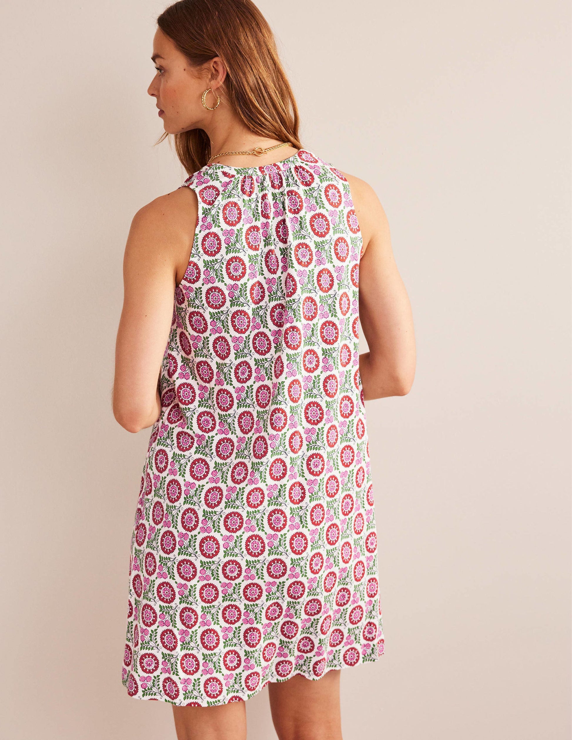 Notch-Neck Jersey Dress-Gin Fizz, Sunflower Sprig-3