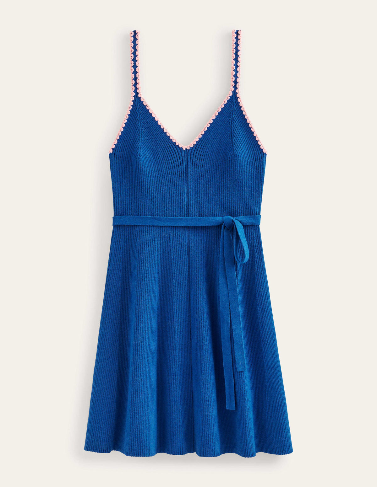 Crochet-Trim Knitted Dress-Sapphire - Image 7