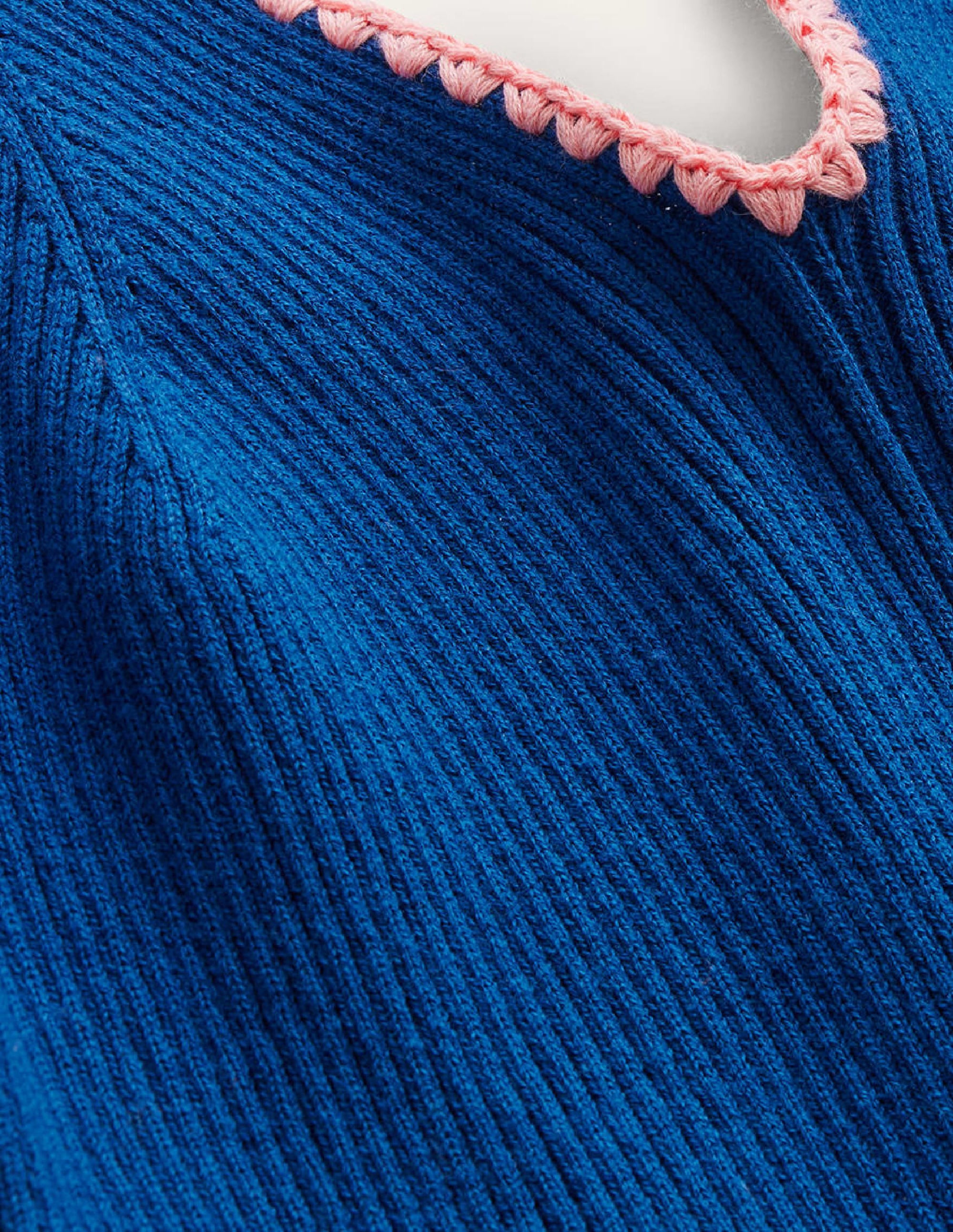 Crochet-Trim Knitted Dress-Sapphire - Image 8