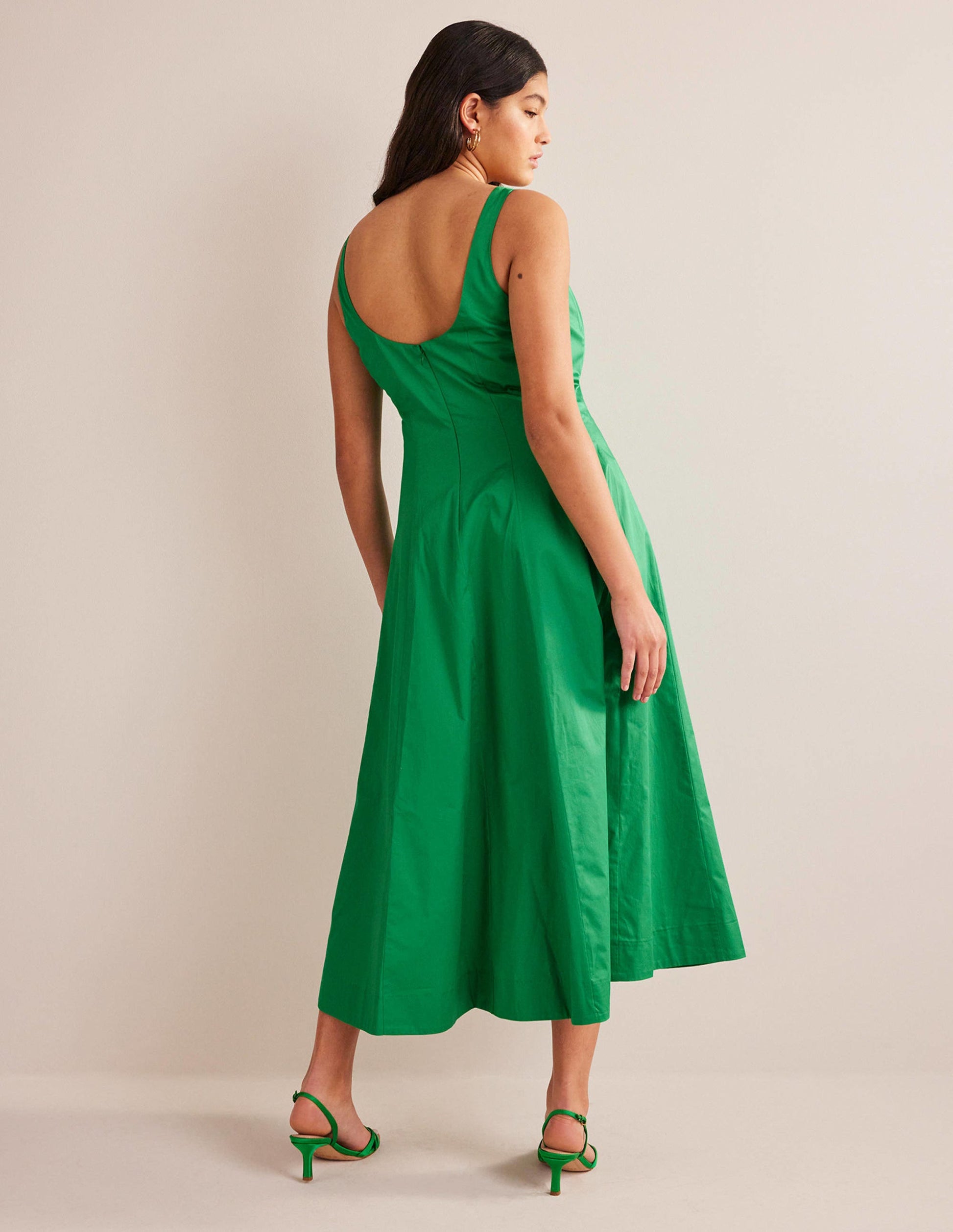 Sleeveless Panelled Midi Dress-Rich Emerald-2