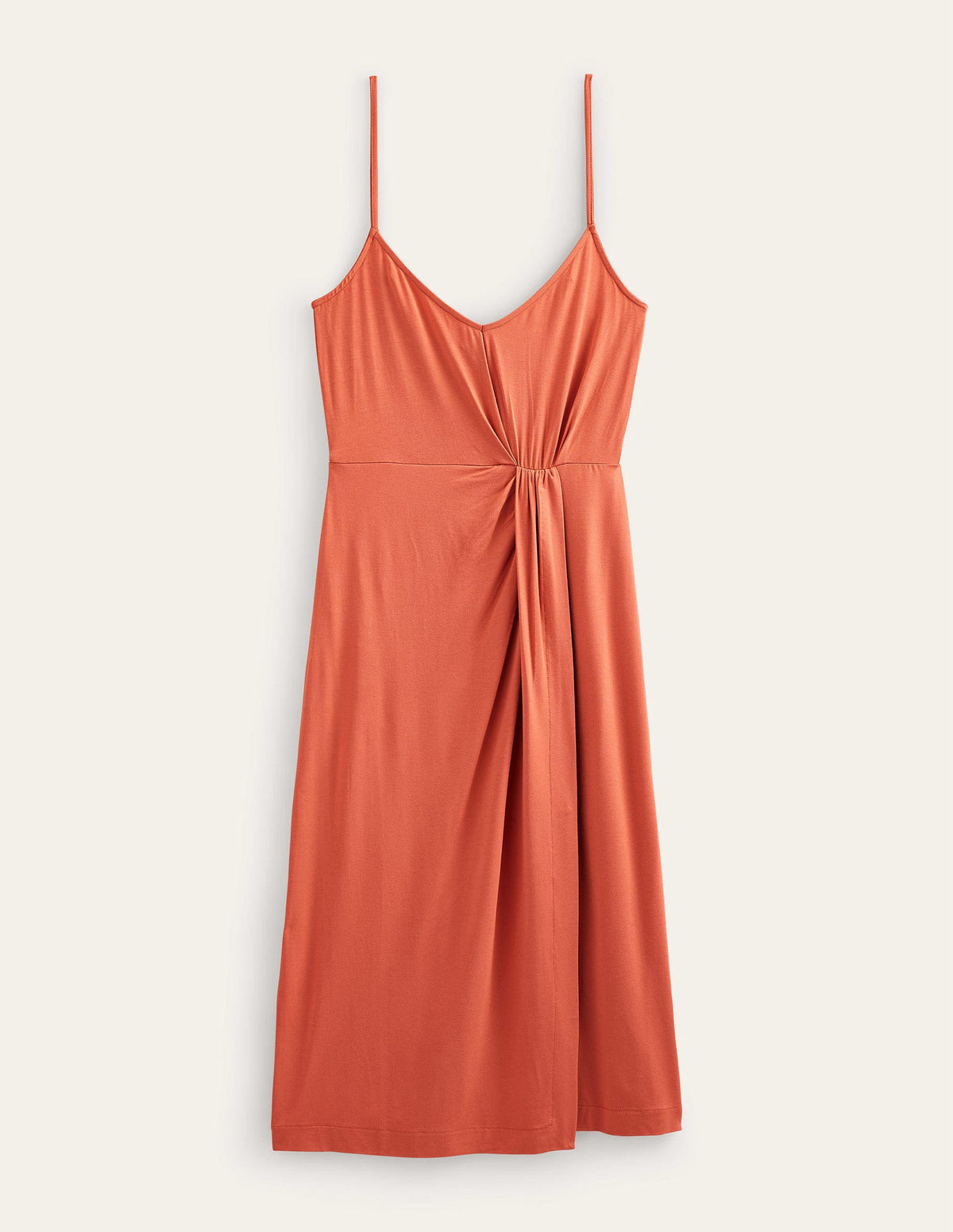 Gathered Jersey Midi Dress-Persimmon-6