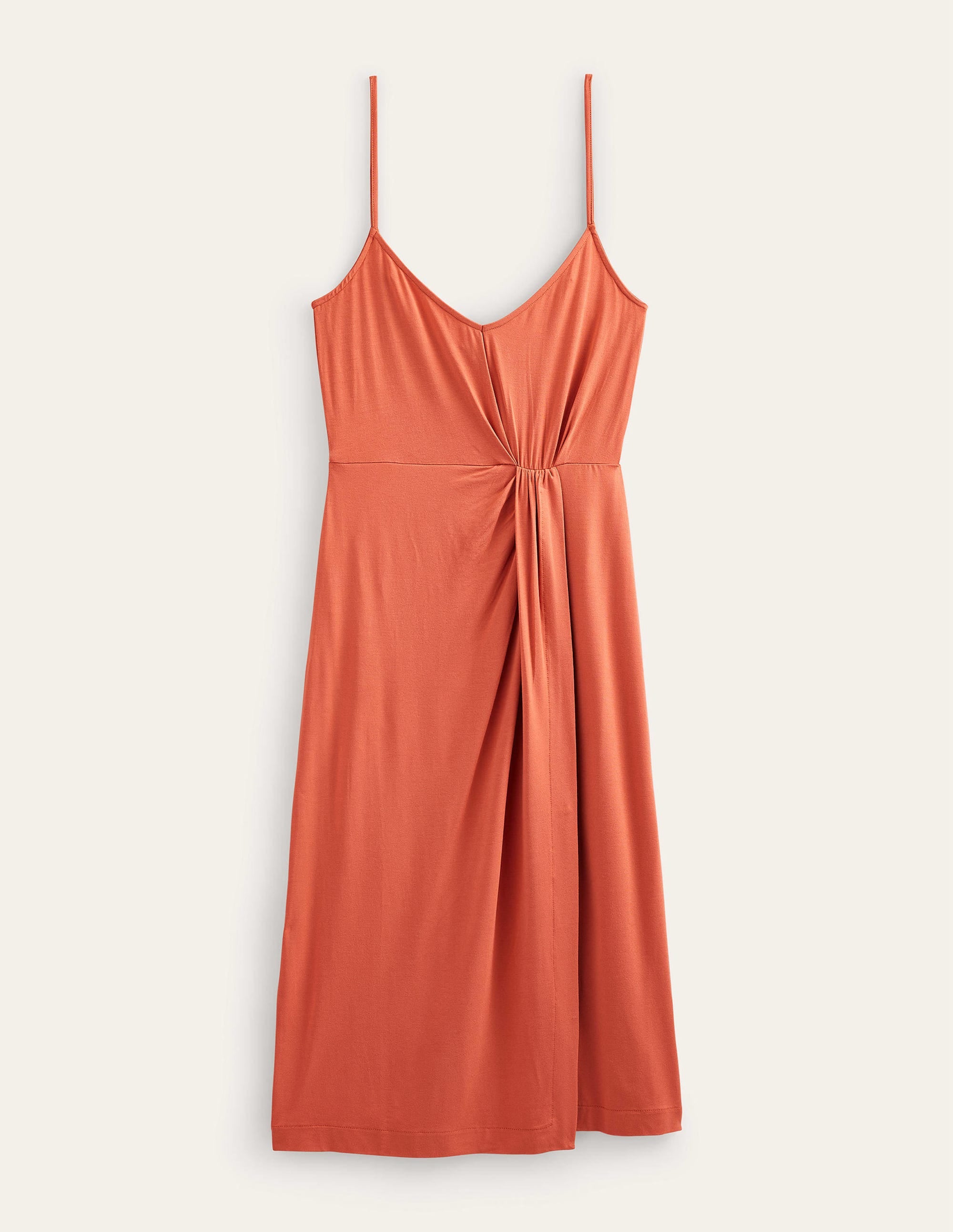 Gathered Jersey Midi Dress-Persimmon - Image 6
