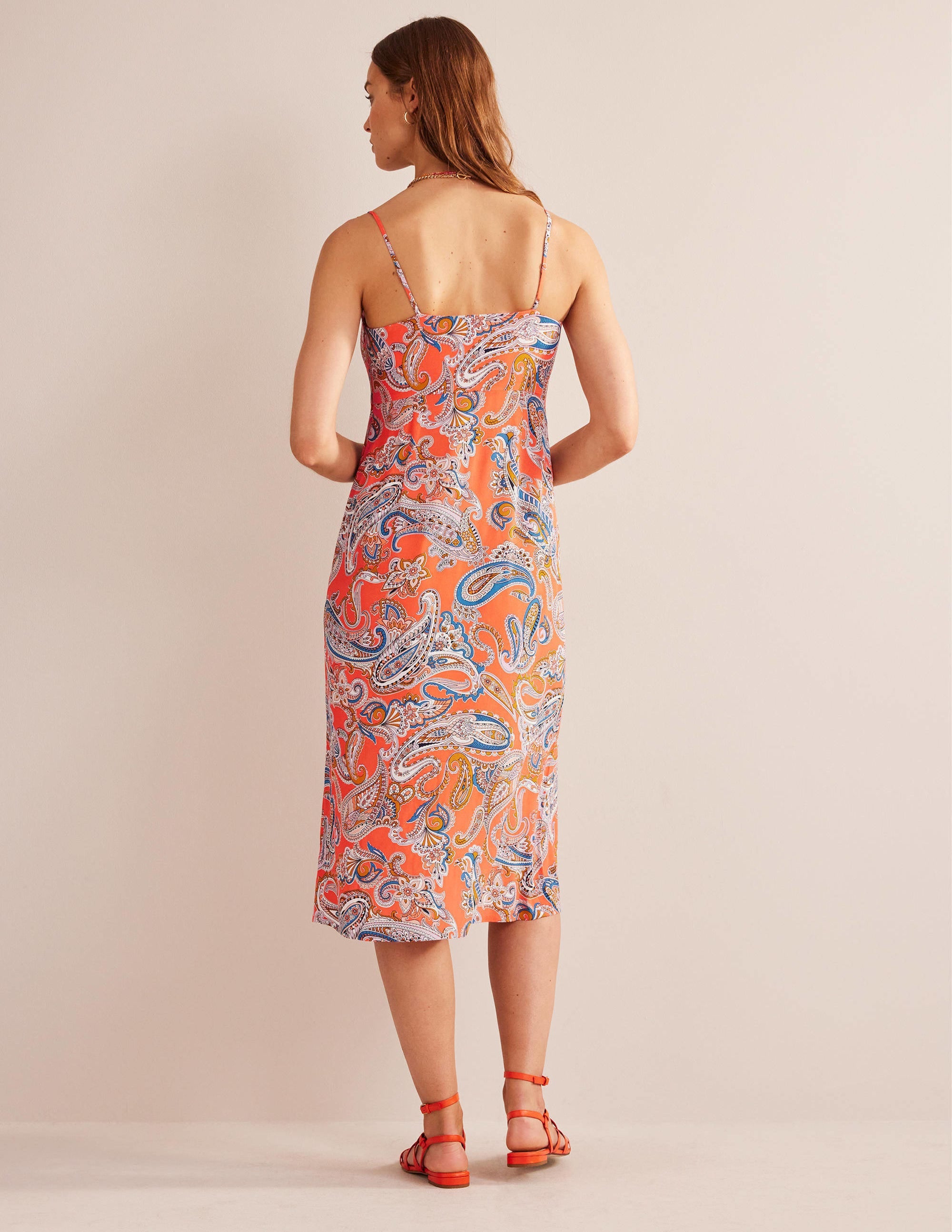Column Cami Midi Dress-Orange Jelly, Paradise Pop - Image 3