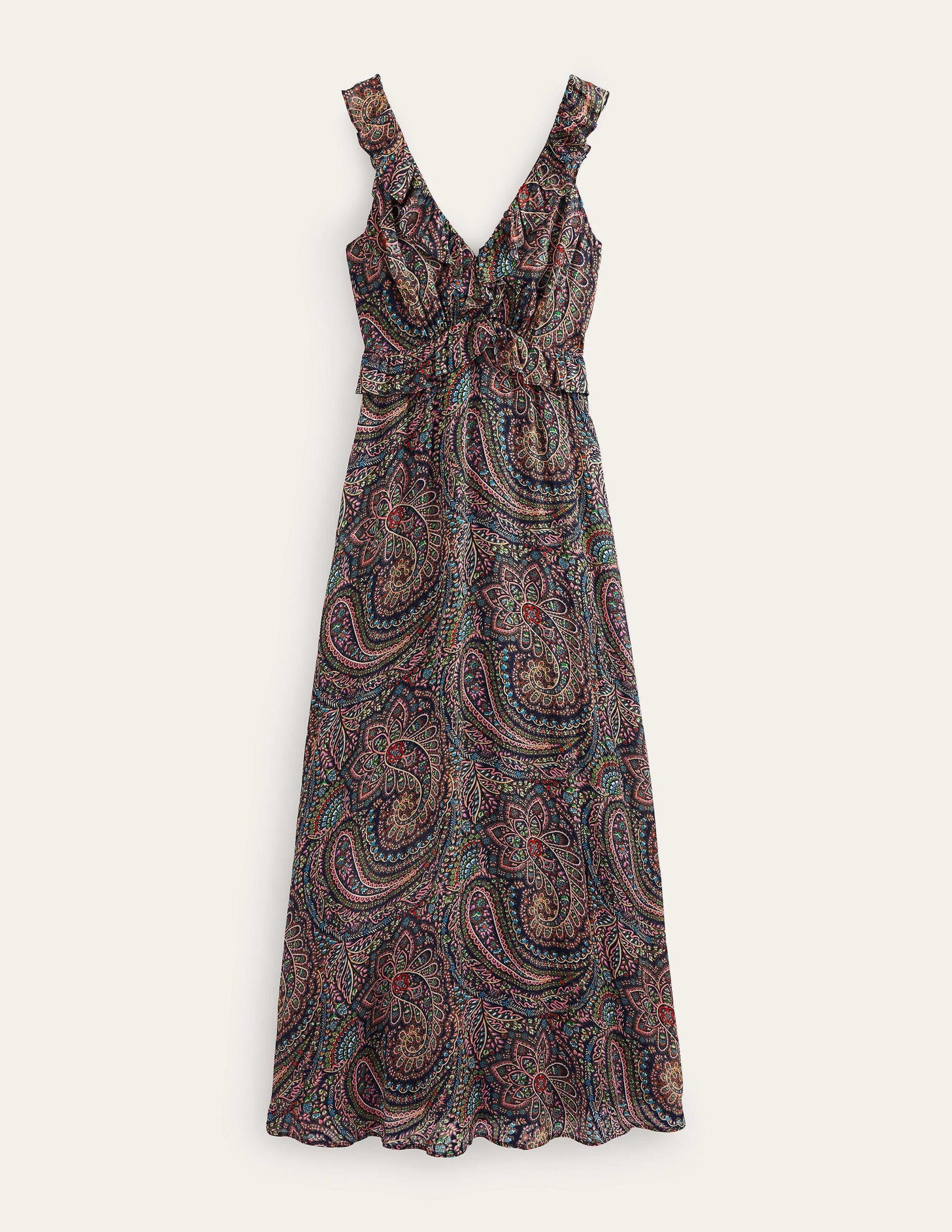 Tie-Back Ruffled Maxi Dress-Light Navy, Palace-7