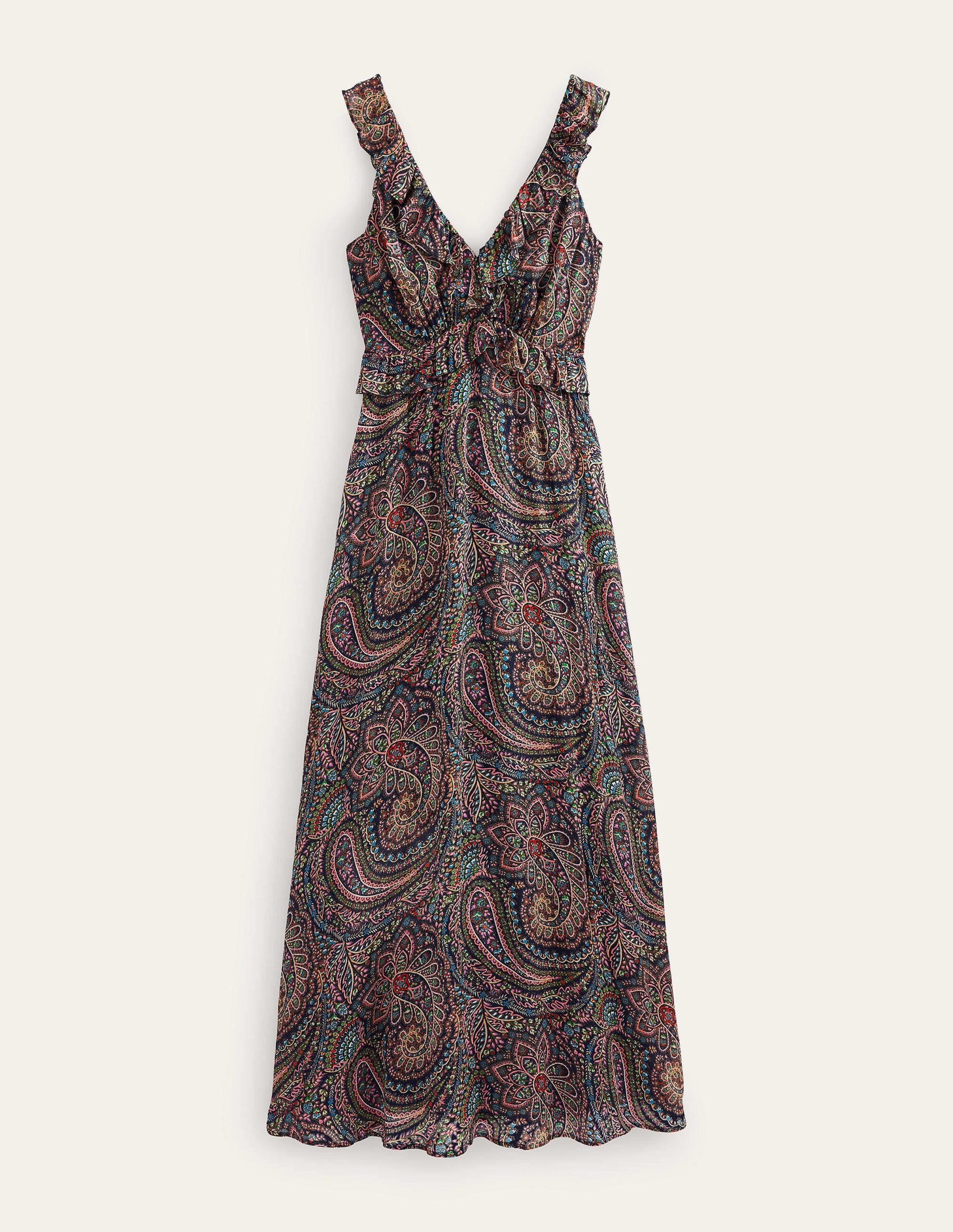 Tie-Back Ruffled Maxi Dress-Light Navy, Palace - Image 7