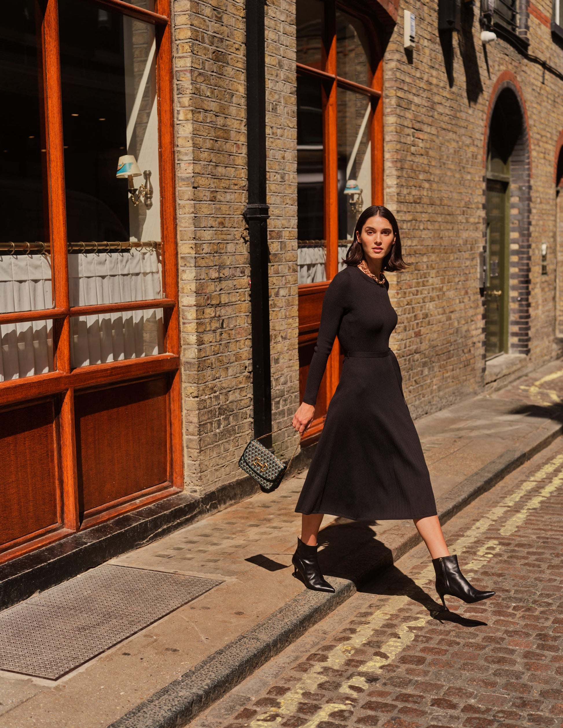Lola Knitted Midi Dress-Black-5