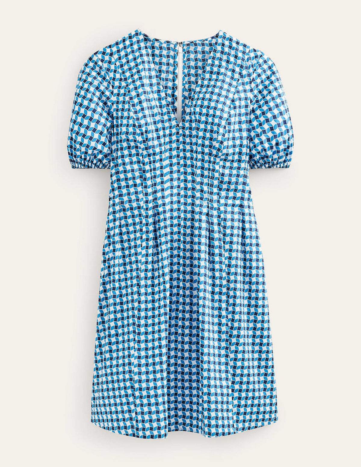 V-Neck Dart Detail Dress-Fluro Blue, Abstract Diamond-5