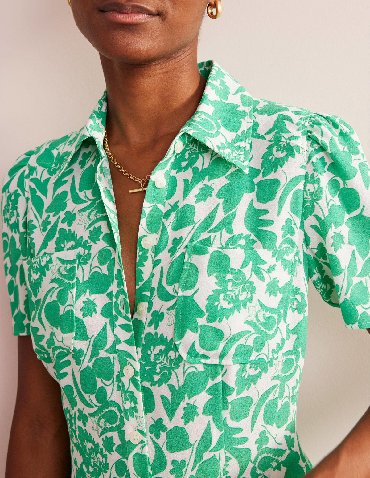 Clara Shirt Dress-Green, Tulip Bloom-2