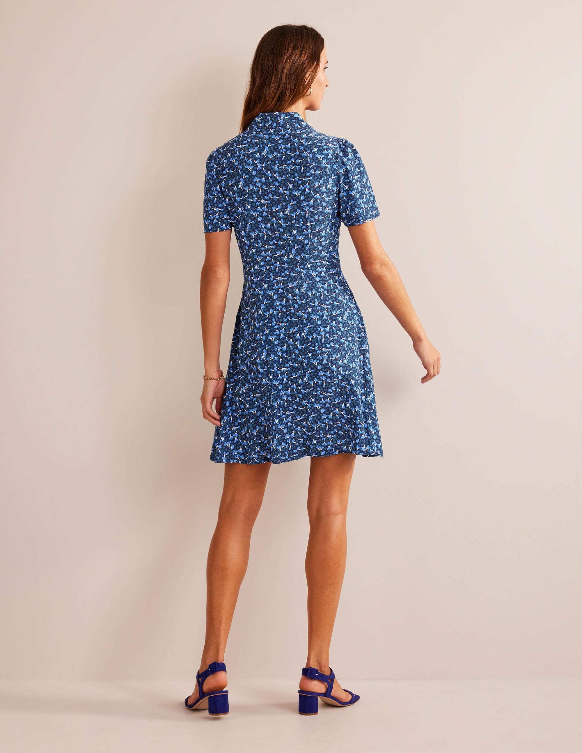 Clara Shirt Dress-French Navy, Flora - Image 7