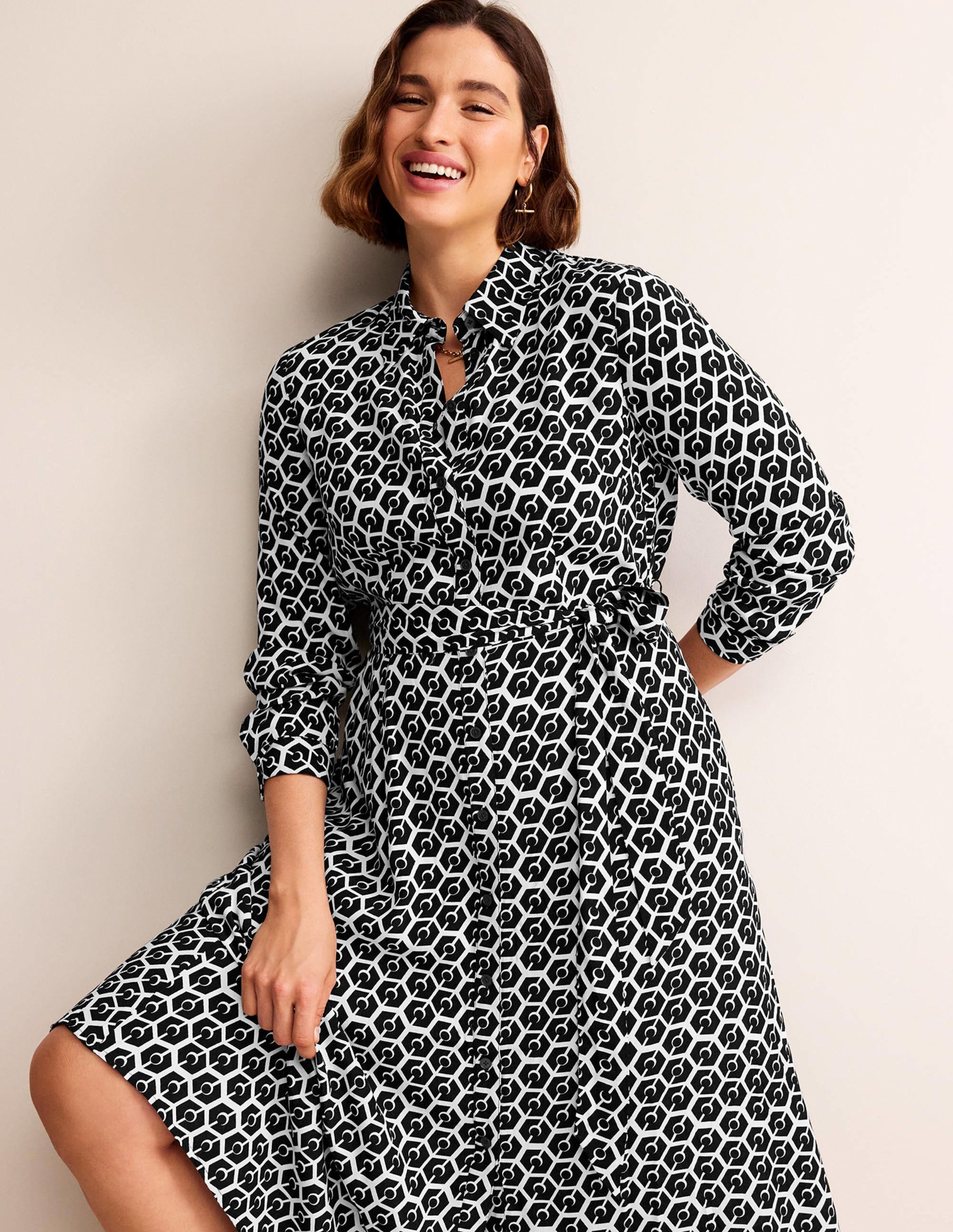 Kate Midi Shirt Dress-Black, Reverie - Image 5