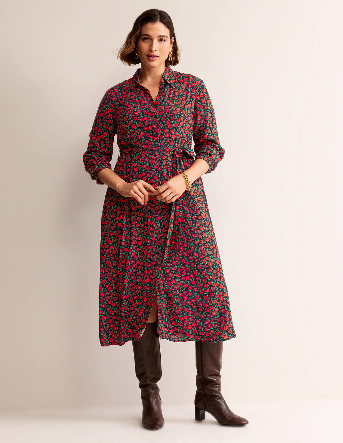 Kate Midi Shirt Dress-Hot Pepper, Petal Pop - Image 6