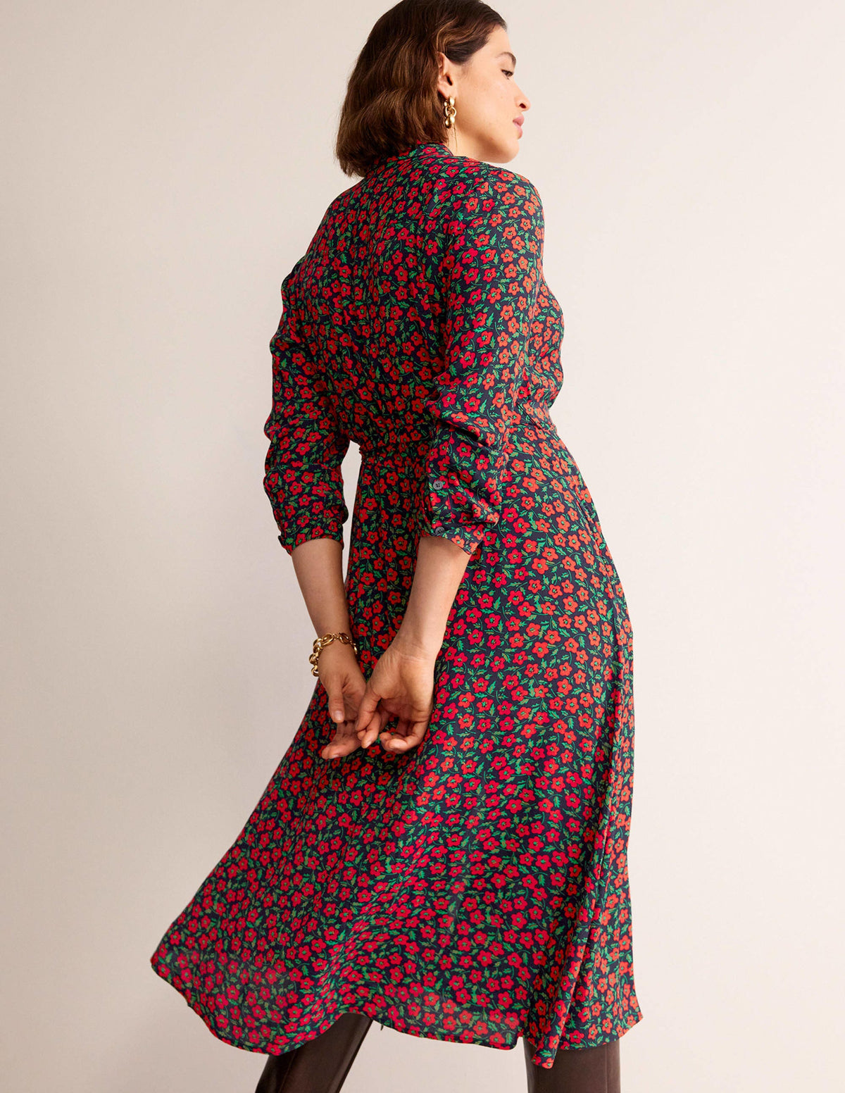 Kate Midi Shirt Dress-Hot Pepper, Petal Pop - Image 7